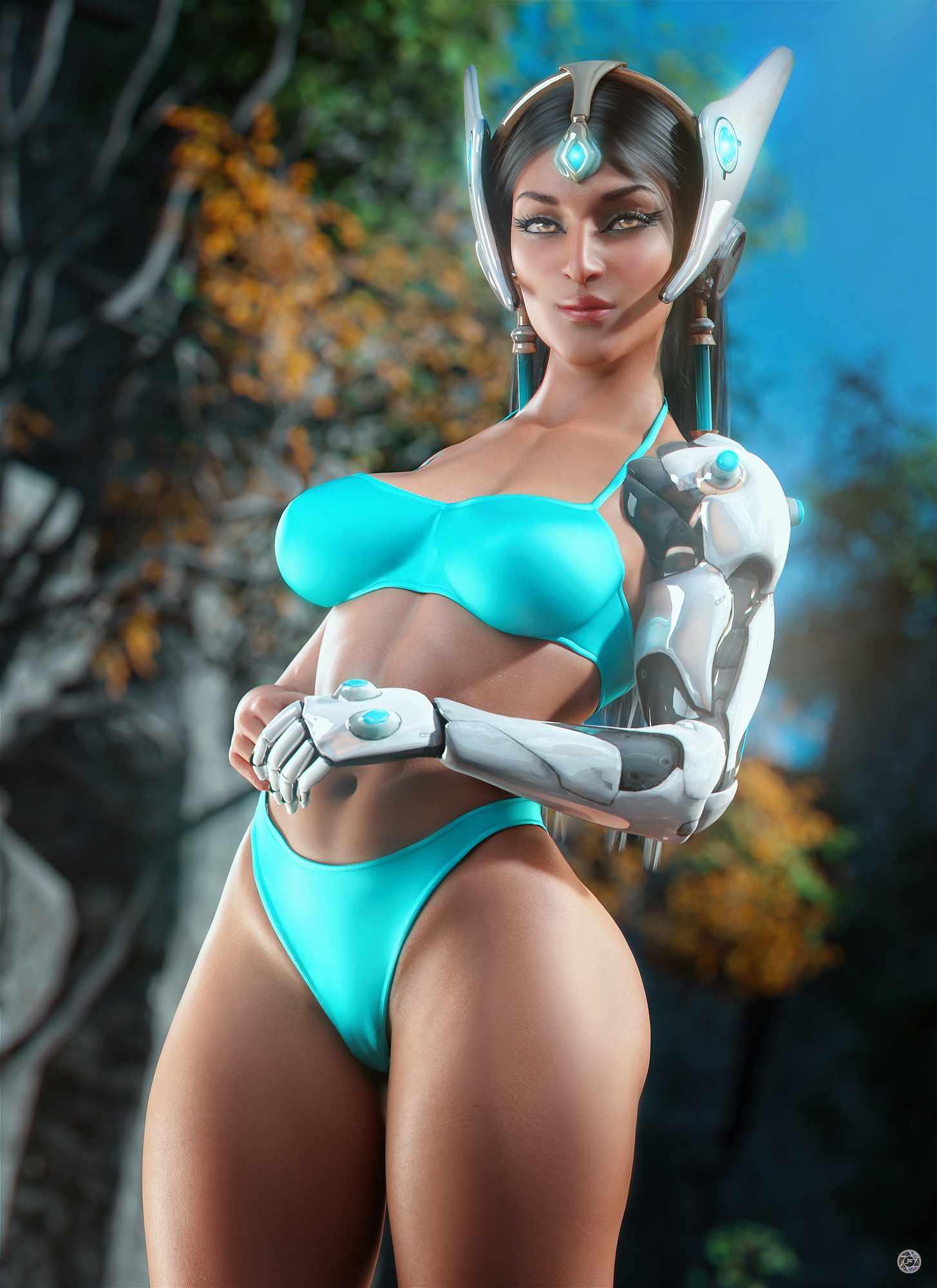 Sym BC Symmetra Overwatch 3d Porn Fit Swimsuit Abs Camel Toe Bikini Bionic