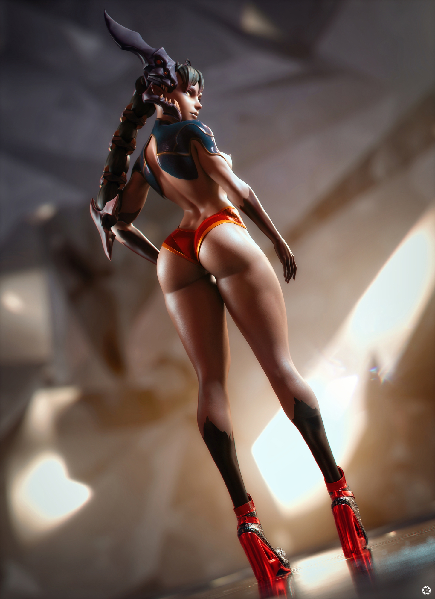 vorett Paladins 3d Porn Fit Ass Big Booty Bikini High Heels Back View