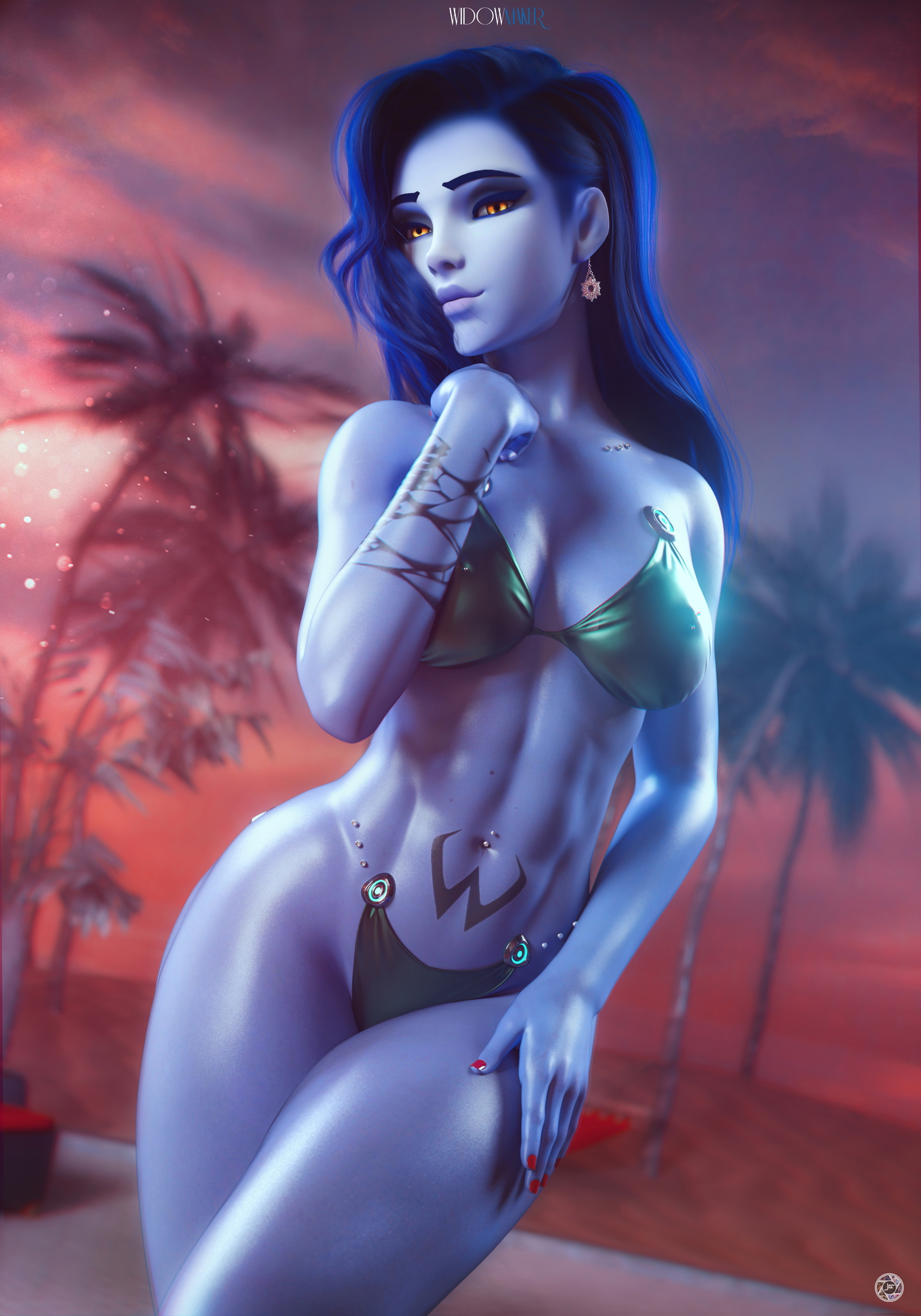 Widowmaker BHC Overwatch Widowmaker 3d Porn Fit Sexy Beach Natural Boobs Natural Tits Bikini