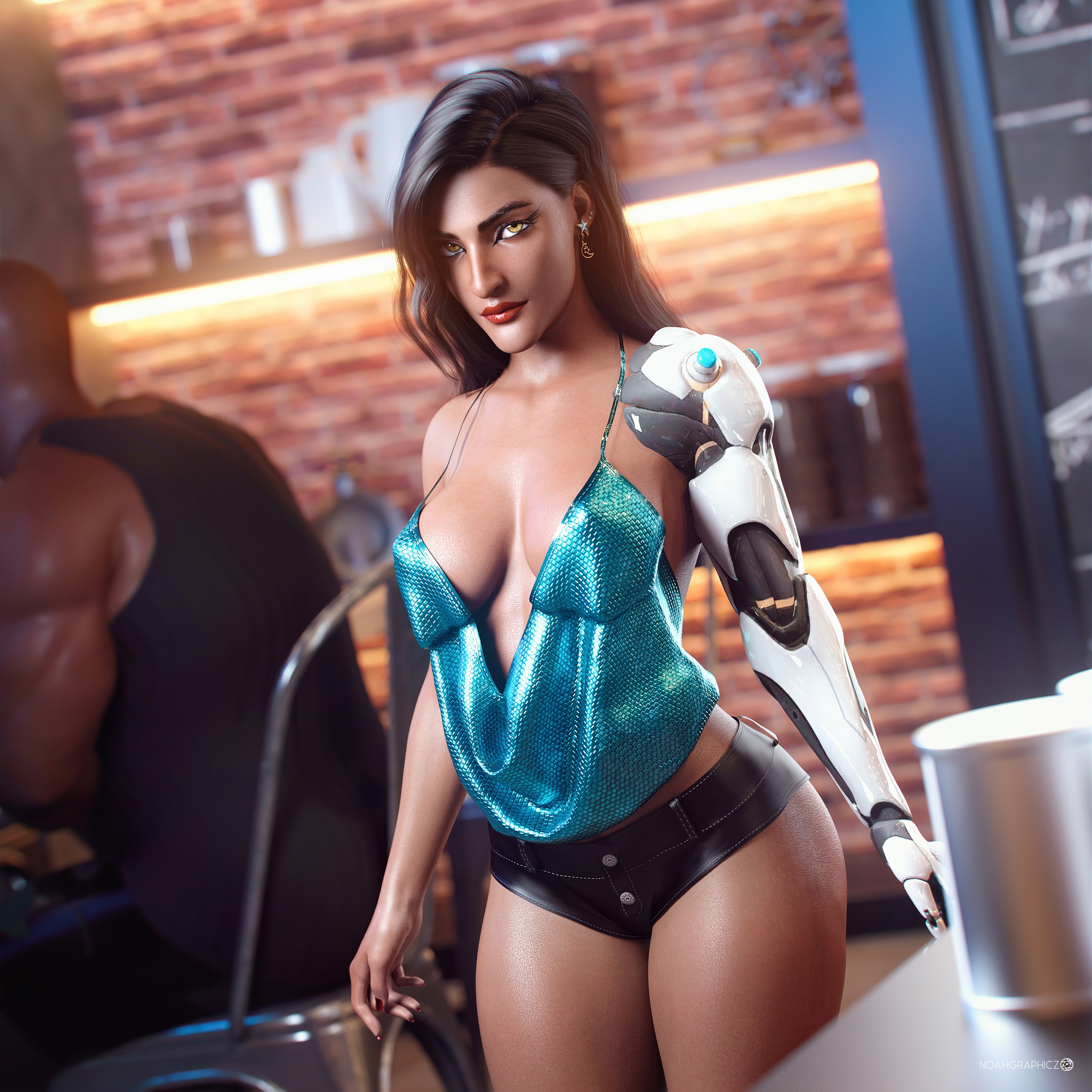 Would you like a drink, miss? Overwatch Symmetra 3d Porn Fit Sexy Big boobs Bionic