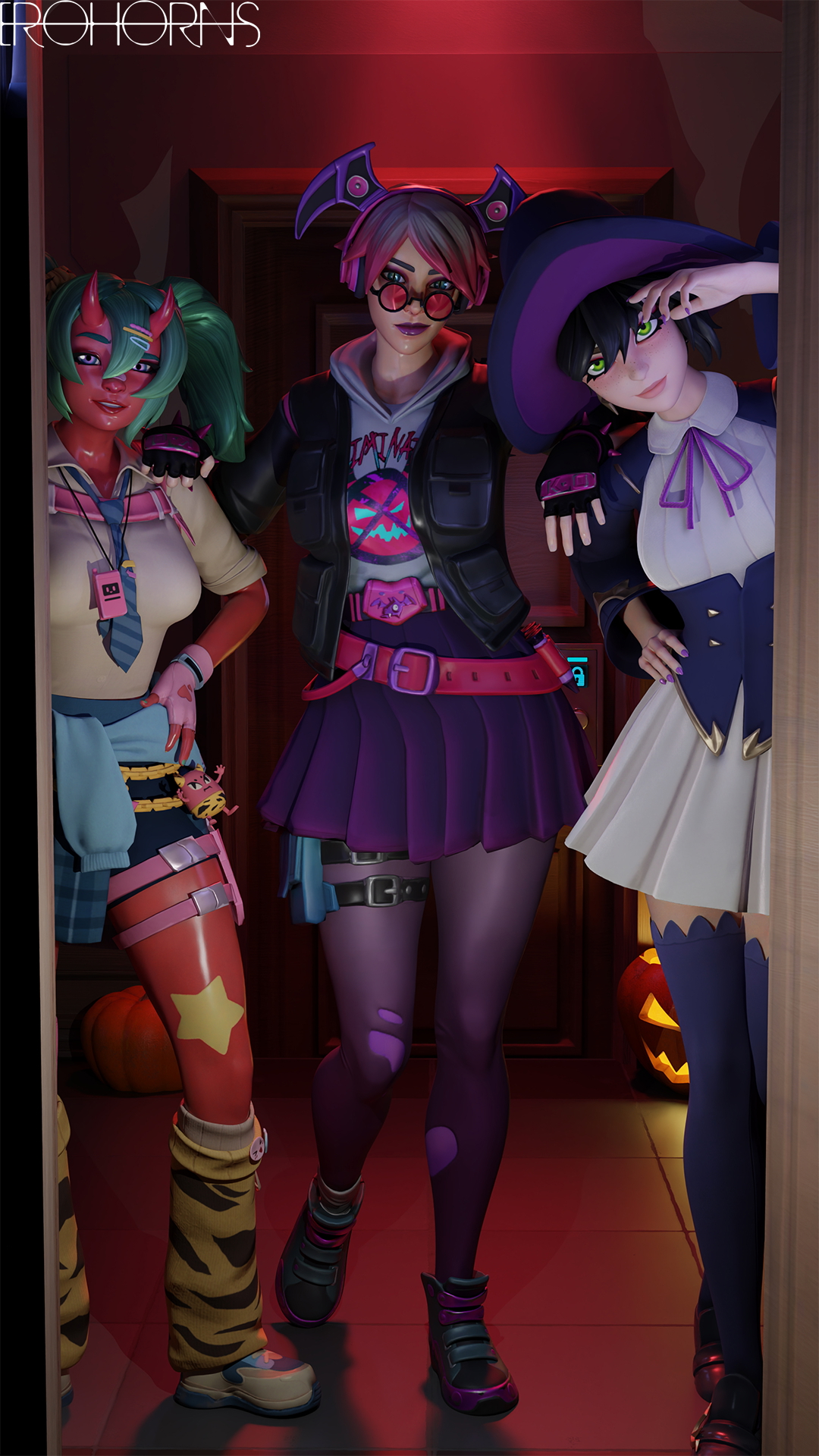 Callisto  Helsie and Nemia doing tricks for treats Fortnite Helsie Callisto 3d Porn