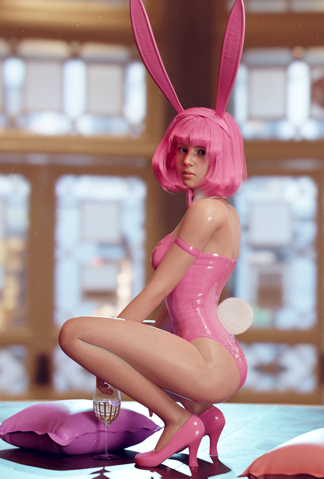 My newest creation. I call her "Pink bunny" . Give her 10 likes and I'll make some hot animation with her. Don't be shy and like her. :).