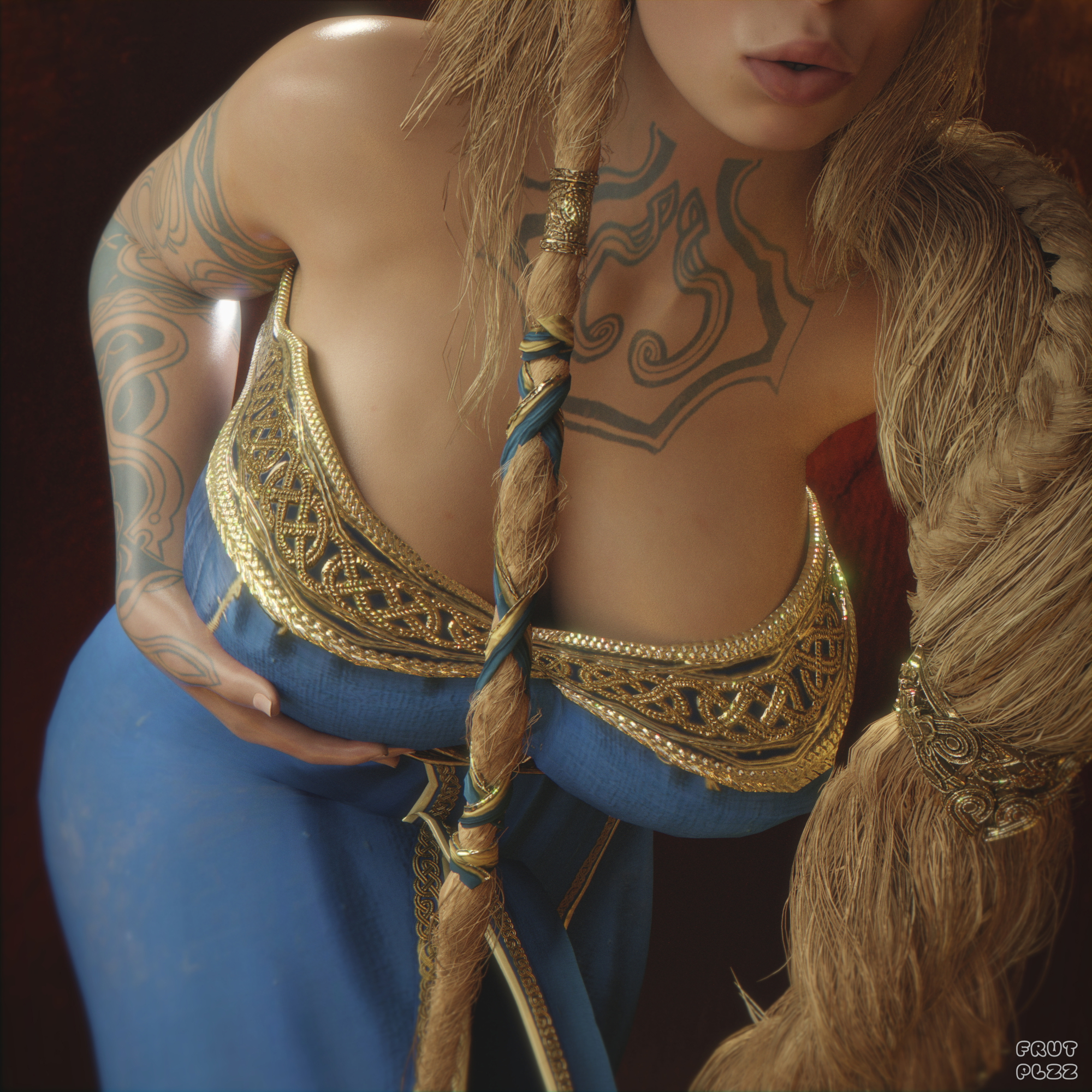 Bow to me  Sif Sif (god Of War) Looking Down Milf Pinup Sfw Dress Hips Femdom Domination Tease Pussy Nsfw Big Tits Big boobs 3