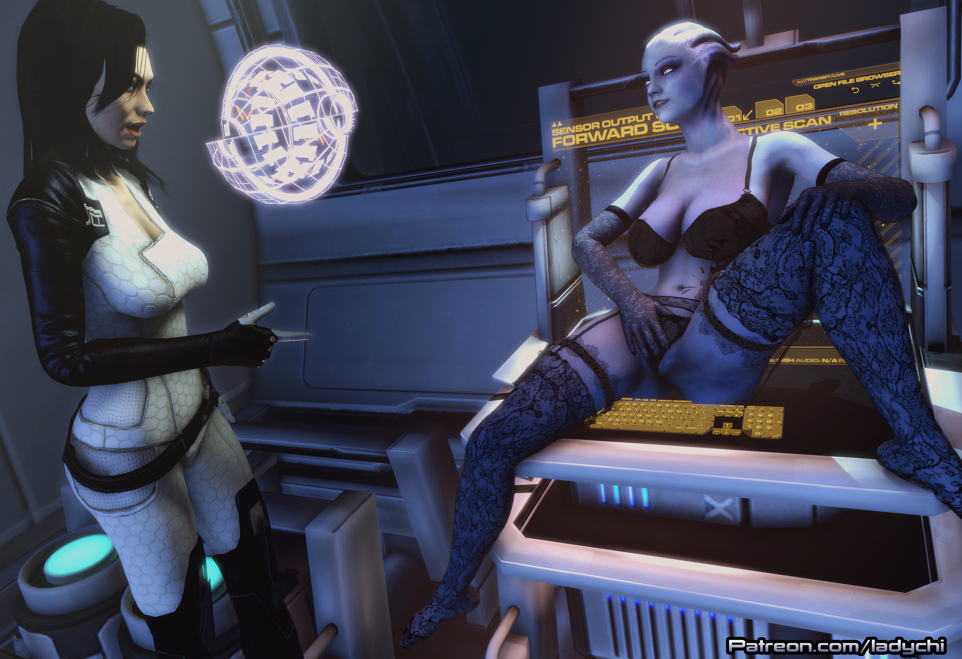 Liara Seduces Miranda part 1 Mass Effect Asari (mass Effect) Liara Miranda Lawson Alien Sexy Lingerie Lesbians Cartoon Stockings Nude Naked Sfm Videogame Lesbian 3