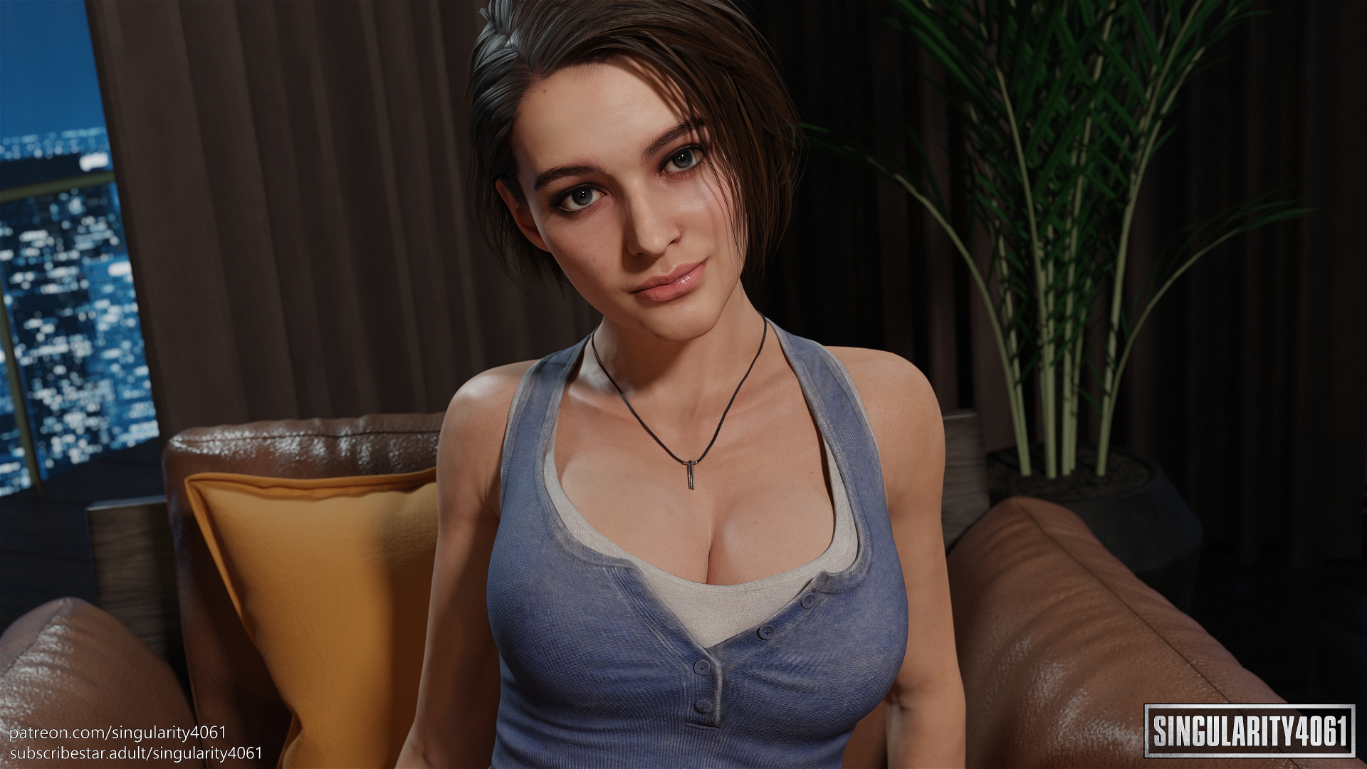 Jill is posing on the chair Resident Evil Resident Evil 3 Remake Singularity4061 Jill Valentine Big boobs Big Tits Clothed Big Breasts