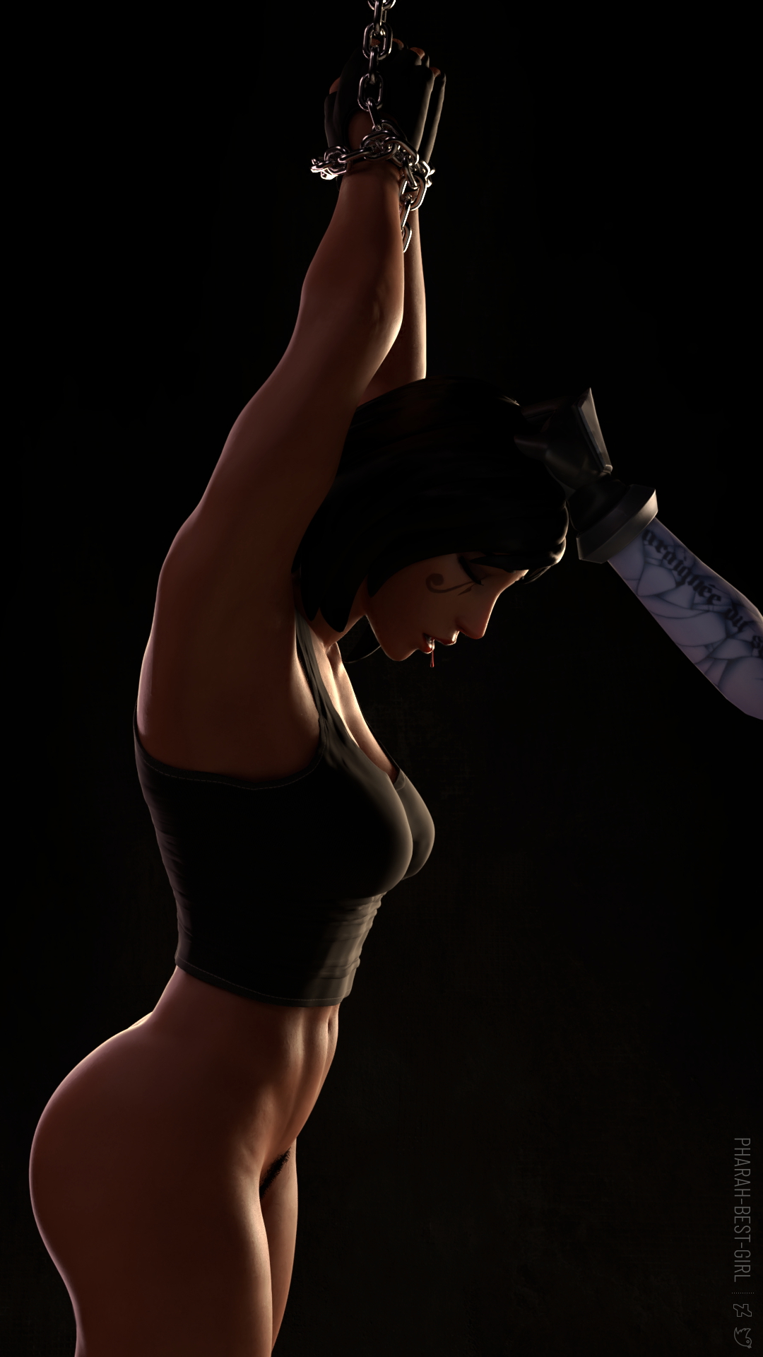 Defeated v5 Pharah Overwatch 3d Porn Sexy Nude Natural Boobs Ass Hairy Pussy Pubic Hair Chained 2