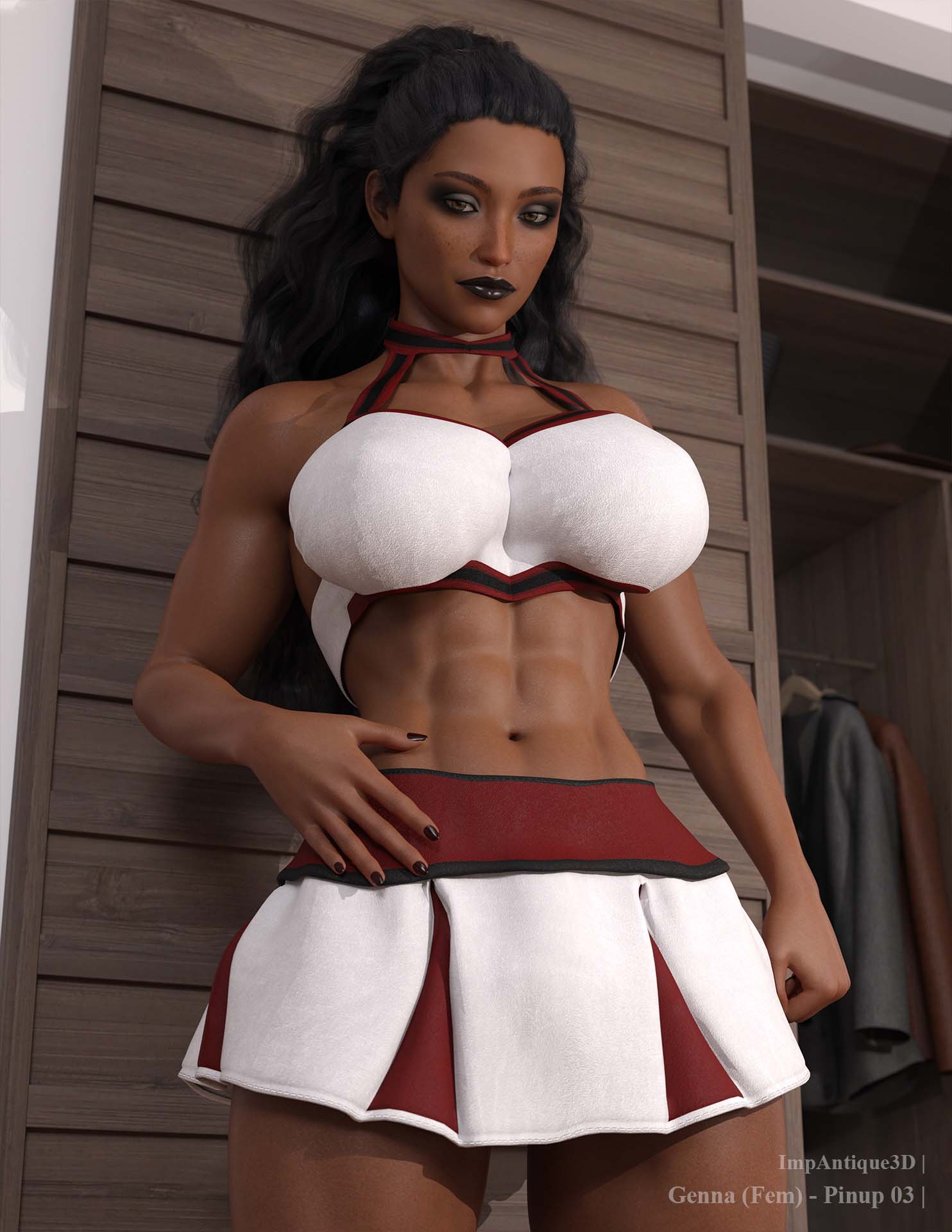 Genna Pinup 03  Big Breasts Dark Skin Female