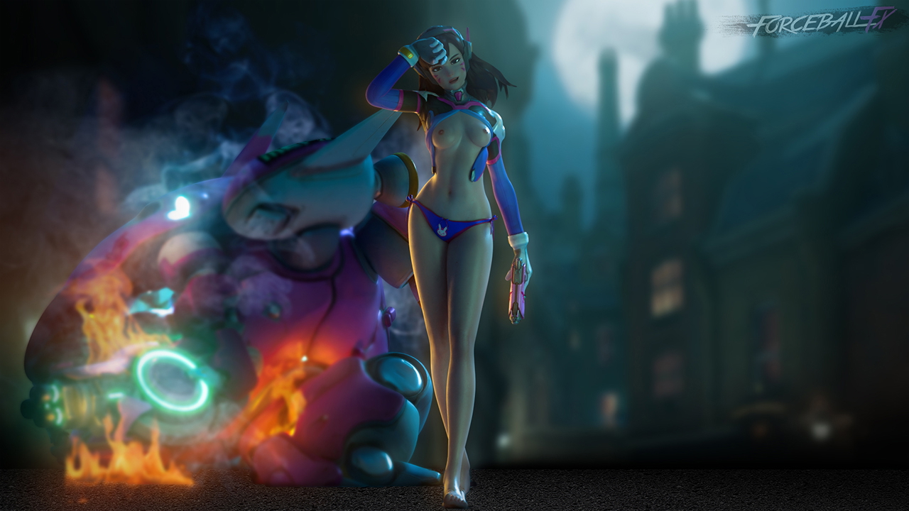D.va Hard fought victory Overwatch Dva (overwatch) 3d Porn Pink Nipples Natural Boobs Natural Tits Teen Half Naked Nude War Weapon