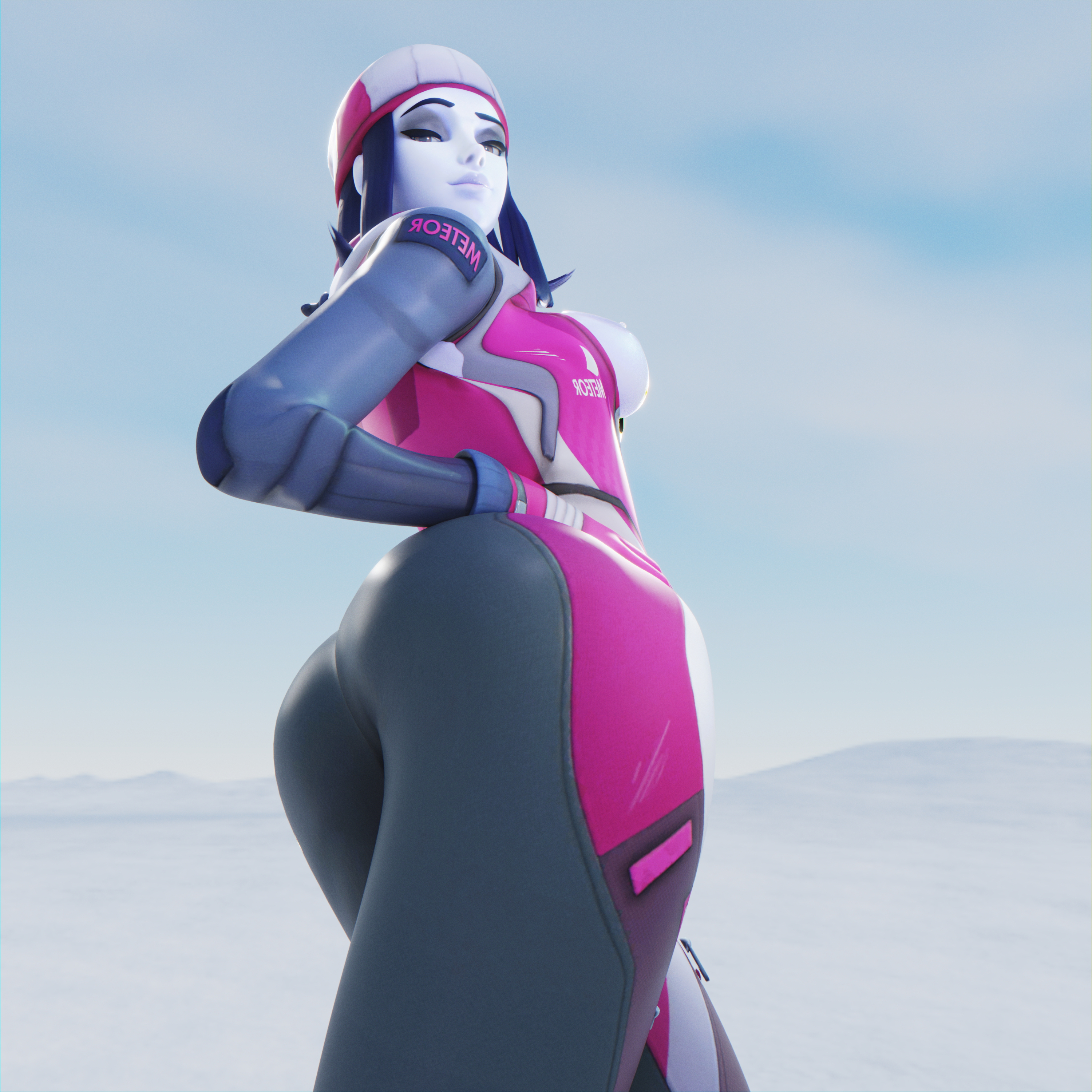 Widowmaker Biathlon Widowmaker Overwatch Overwatch 2 Ass Pinup Looking Back Hips Big Booty Tits Small Tits Boobs Legs Bent Over