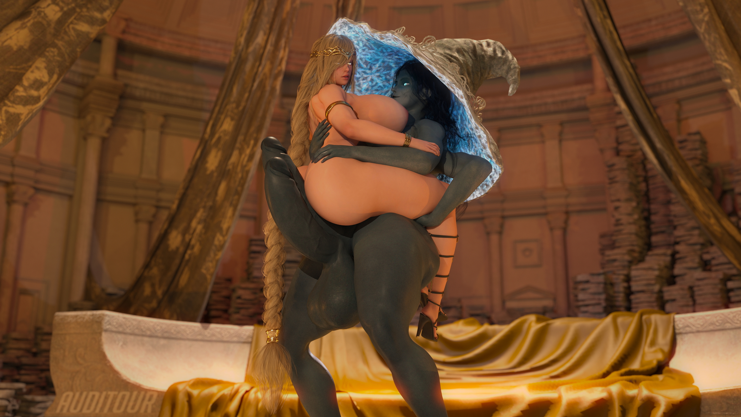 Ranni and Marika Ready For It? Ranni The Witch Queen Marika Elden Ring Huge Breasts Huge Ass Huge Cock Futa Female Glowing Eyes High Heels Standing Game Witch