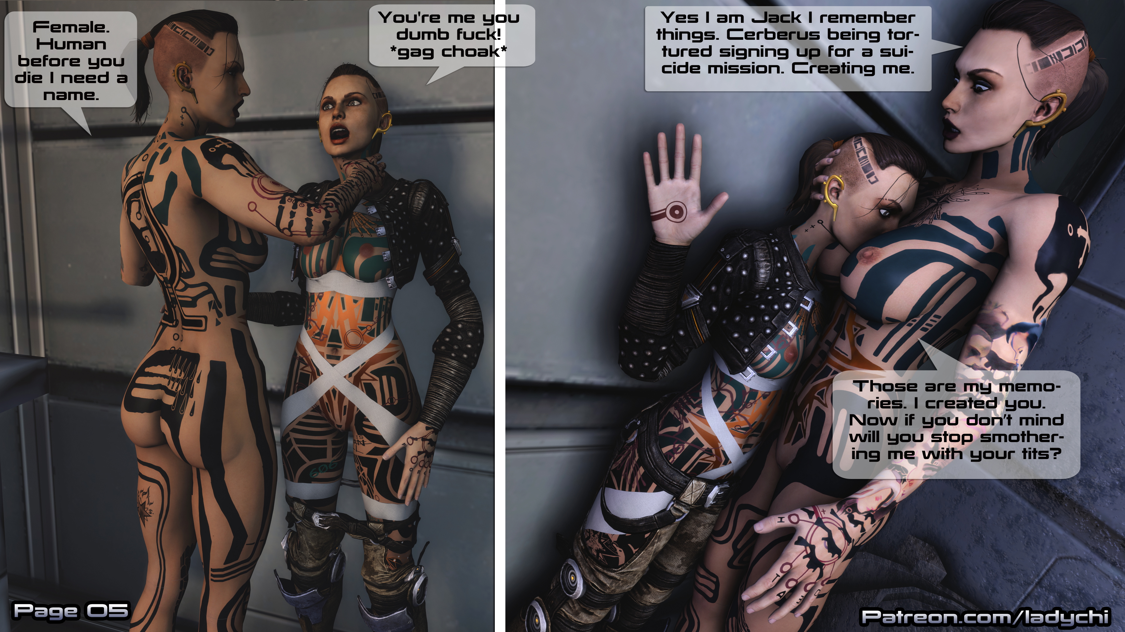 Jack s clone comic Page5  She s alive! Jack Mass Effect Comic Lesbians Bdsm Boobs Pussy Ass Nude Naked Videogame