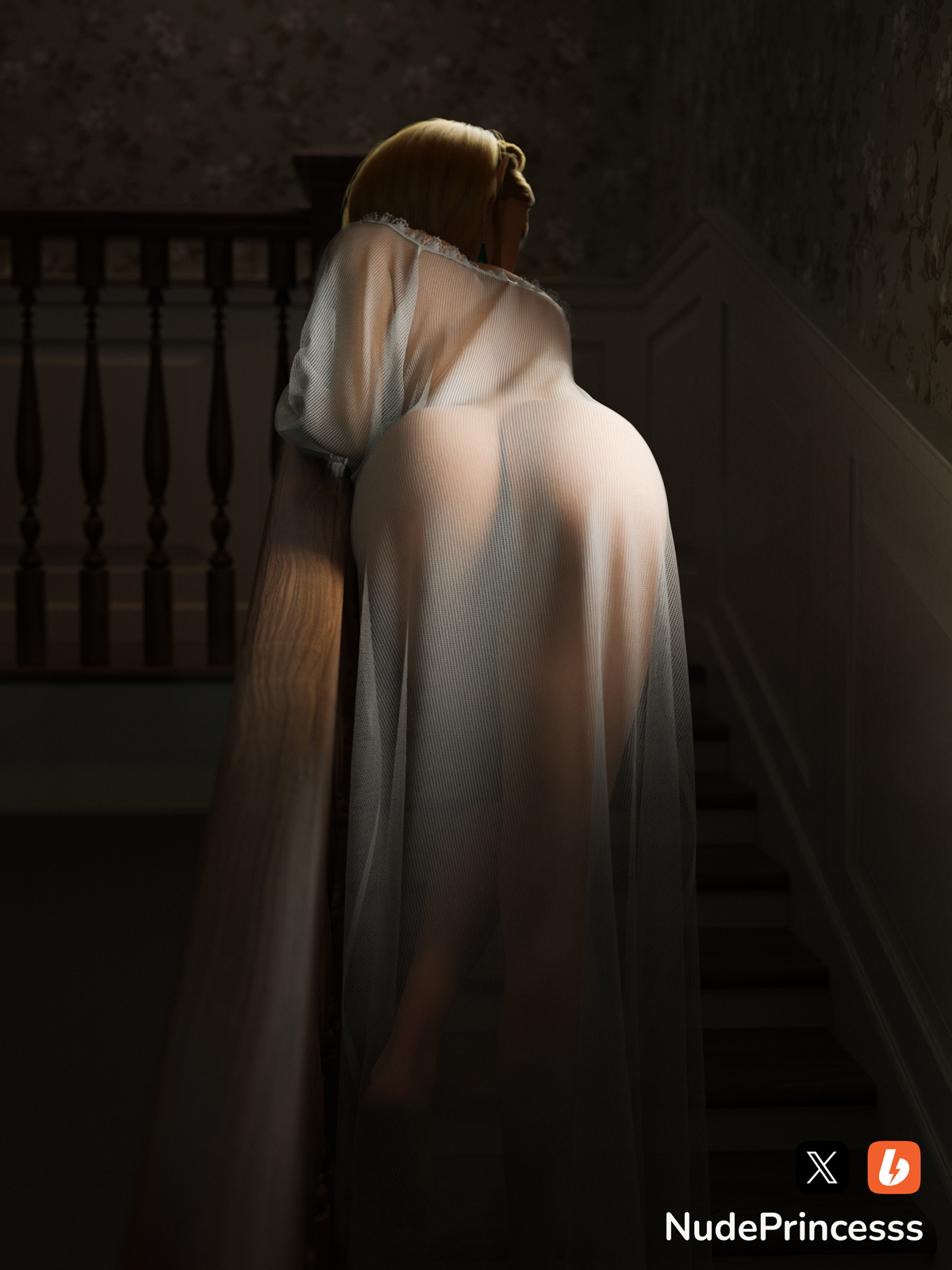 Zelda Ladder Set Princess Zelda The Legend Of Zelda Zelda Legend Of Zelda Transparent Cloth Ass Back View Blonde Standing Clothed Elf Night Dress Teen Erotic Pinup Short Hair