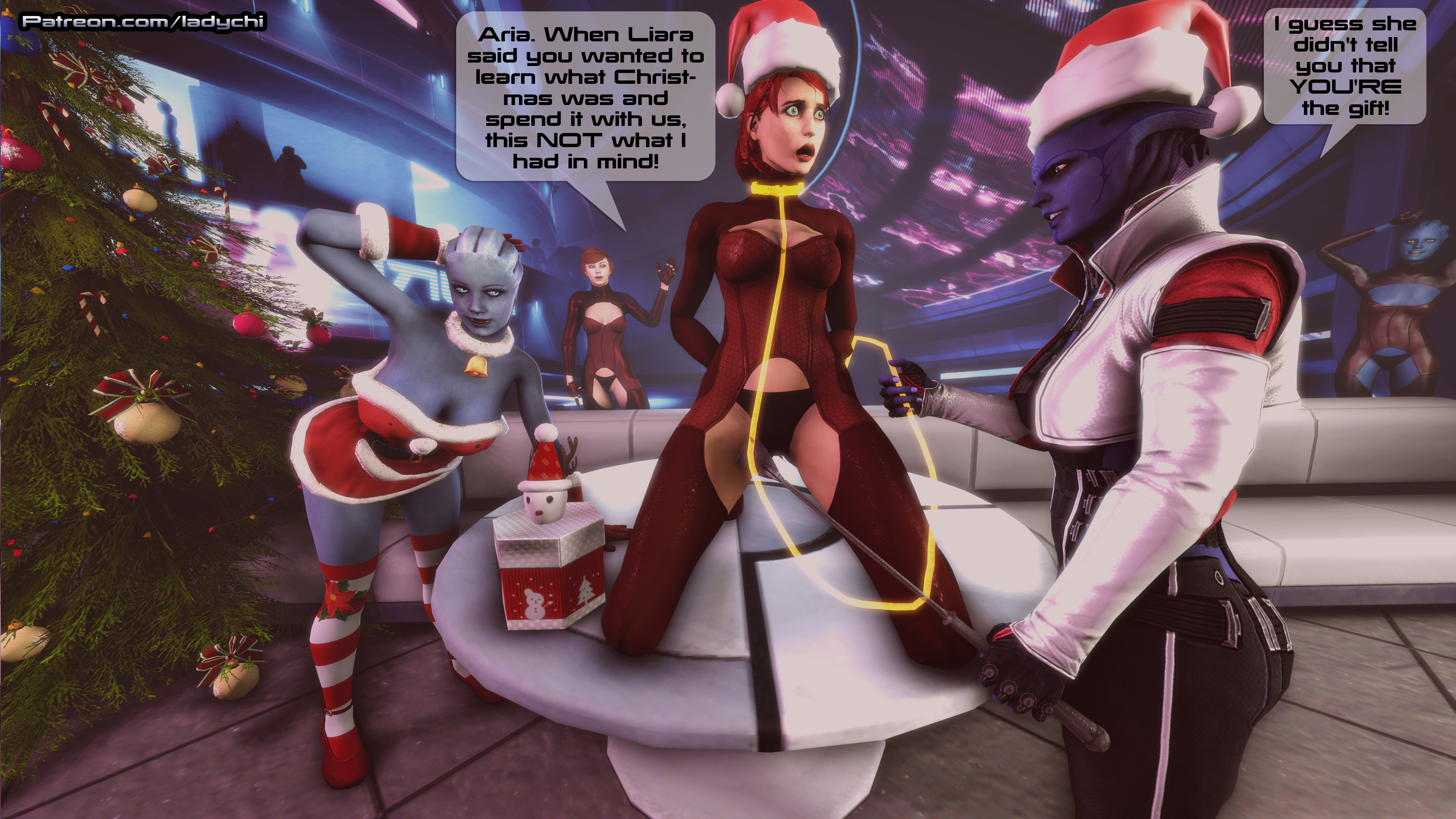 Aria s X-mas Gift.  Mass Effect Asari (mass Effect) Aria Liara Christmas Bdsm Bondage Boobs Pussy Lesbian Lesbians Nude Naked Humiliation Comic 3