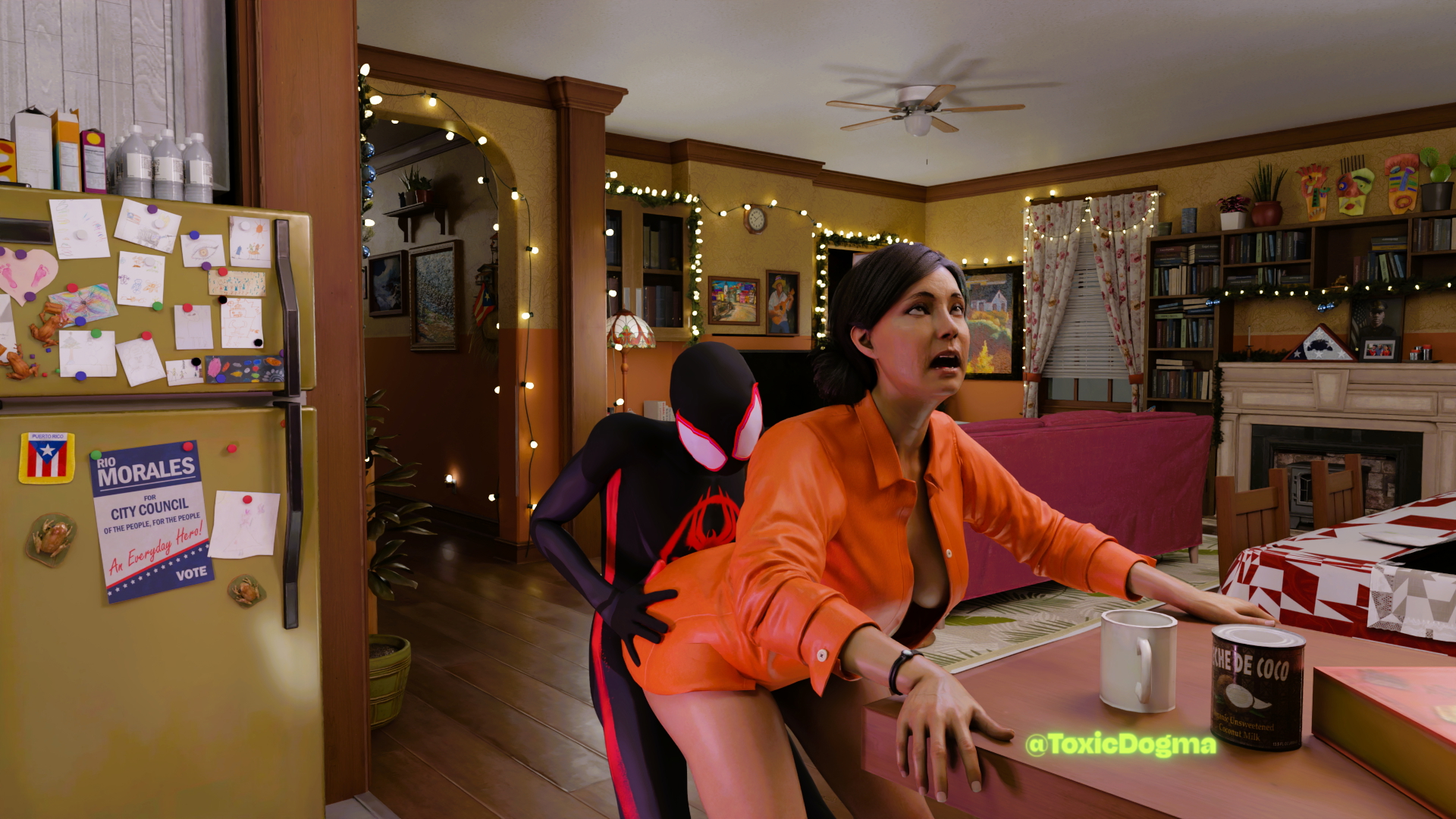 The Morales Family wishes you a Merry Christmas Miles Morales Rio Morales Spiderman Marvel Sex 3d Porn Merrychristmas Hot Sexy Mom Incest