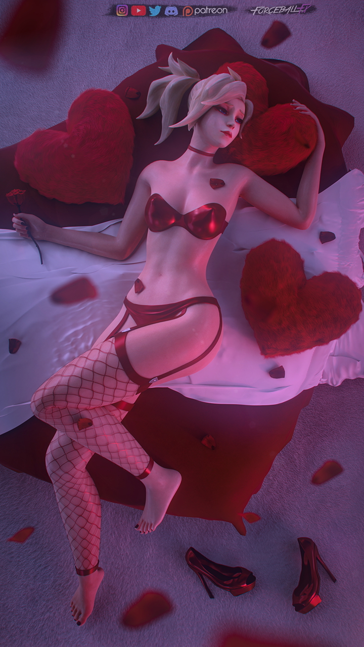 Mercy's valentine Overwatch Mercy 3d Porn Nude Naked Boobs Valentine's Day Sensual Sexy 2