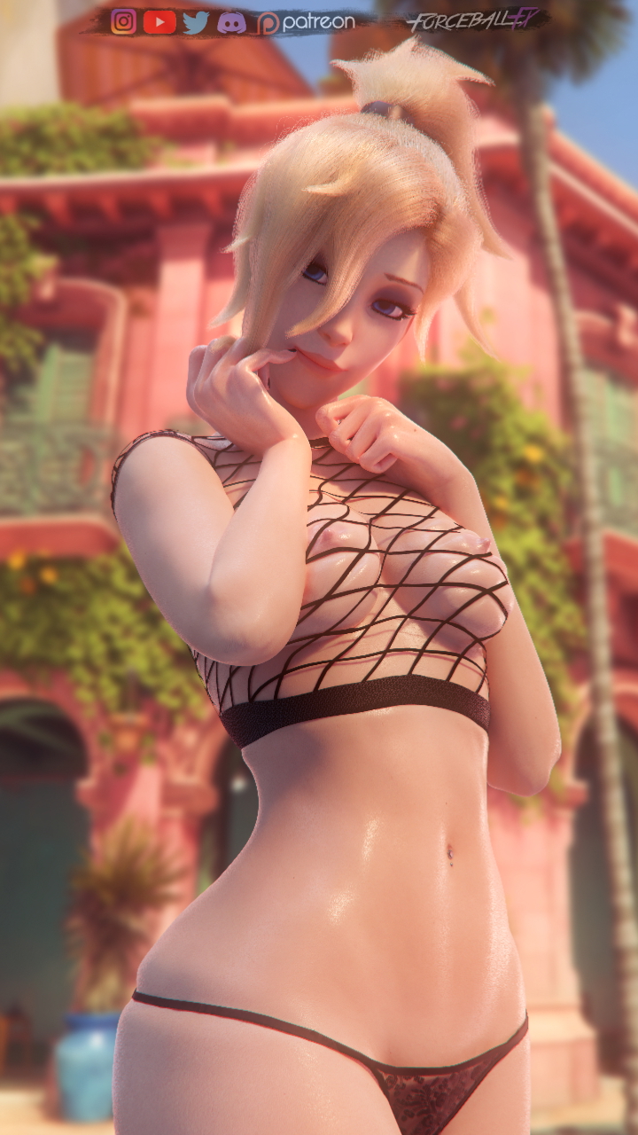 Mercy summer pinup Overwatch Mercy 3d Porn Nude Naked Pubic Hair Thong Pink Nipples Natural Boobs Tits Breast Sexy