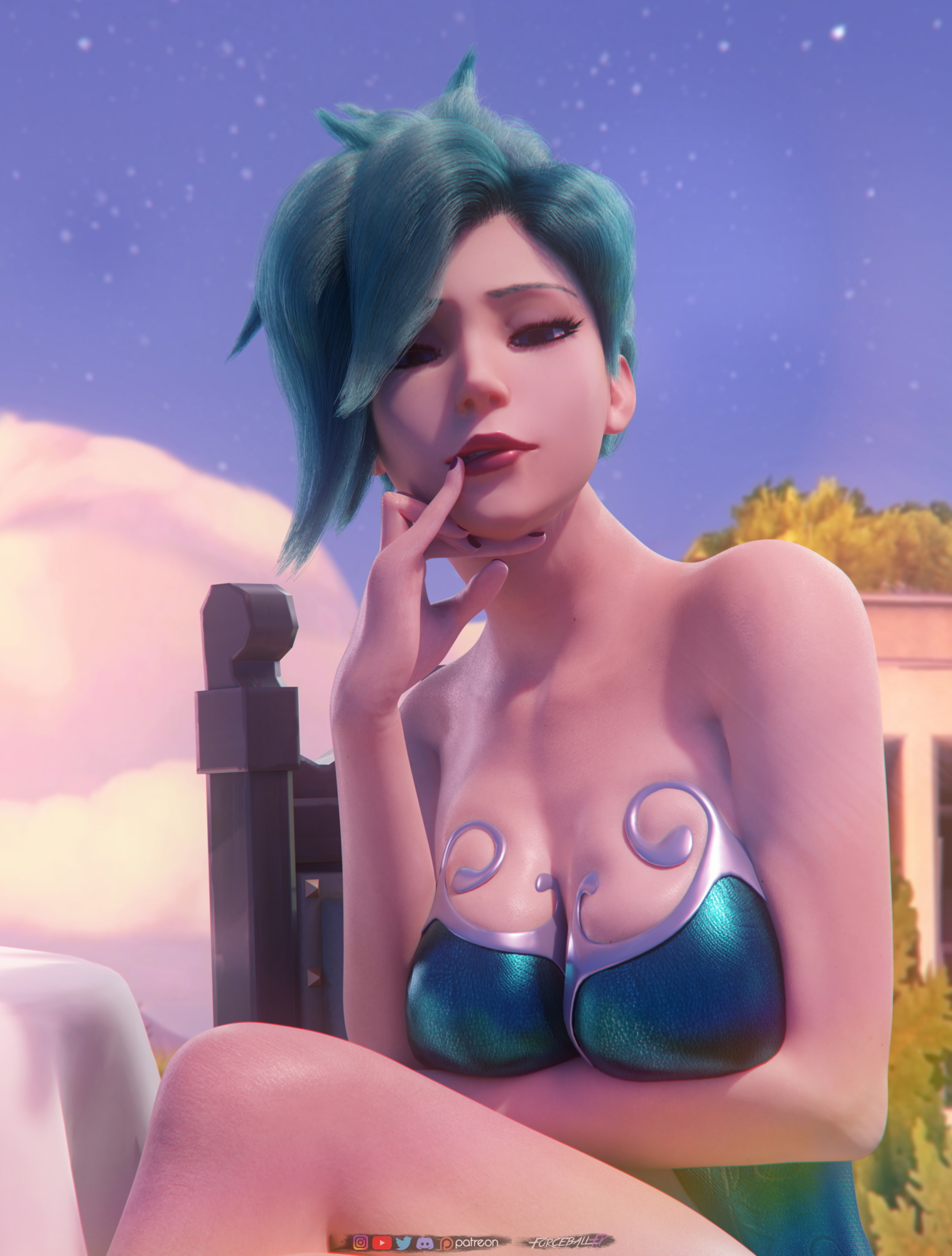 Sugar plum pinup Overwatch Mercy 3d Porn Nude Naked Pink Nipples Natural Boobs Tits Breast Feet 4