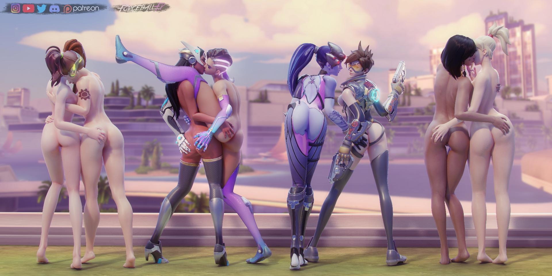 OW butts Overwatch Mercy Pharah Tracer Widowmaker Sombra Symmetra Dva (overwatch) Brigitte 3d Porn Nude Naked Ass Booty Butt plug Lesbian Group