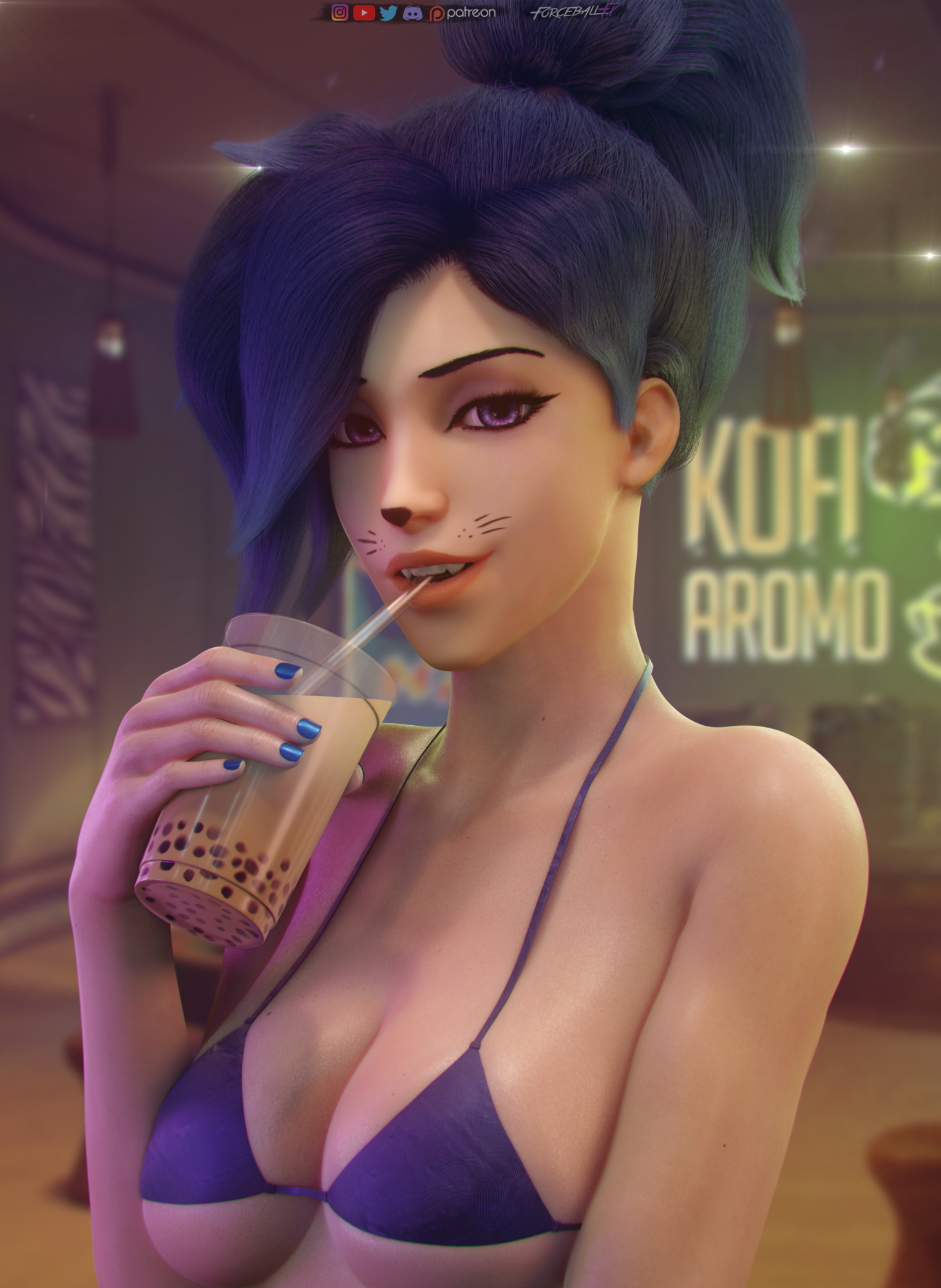 Mercy Bubble Tea Overwatch Mercy 3d Porn Nude Naked Boobs Natural Tits Nipple Piercing Sexy 2