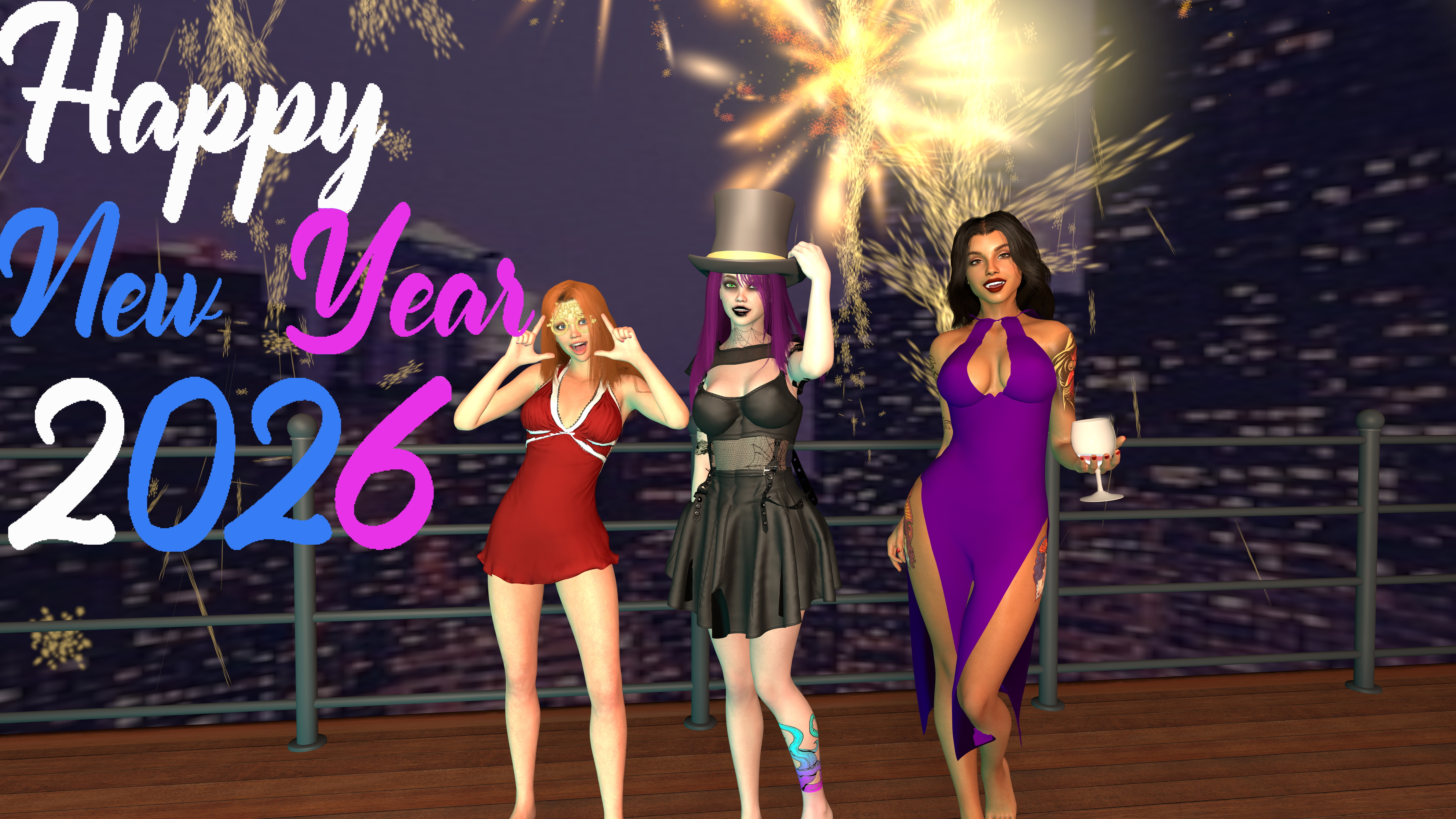 New Years Party  Goth Girl Red head Latina Outdoor Public Mmf Ffm Cumshot Creampie Sex Party Pool