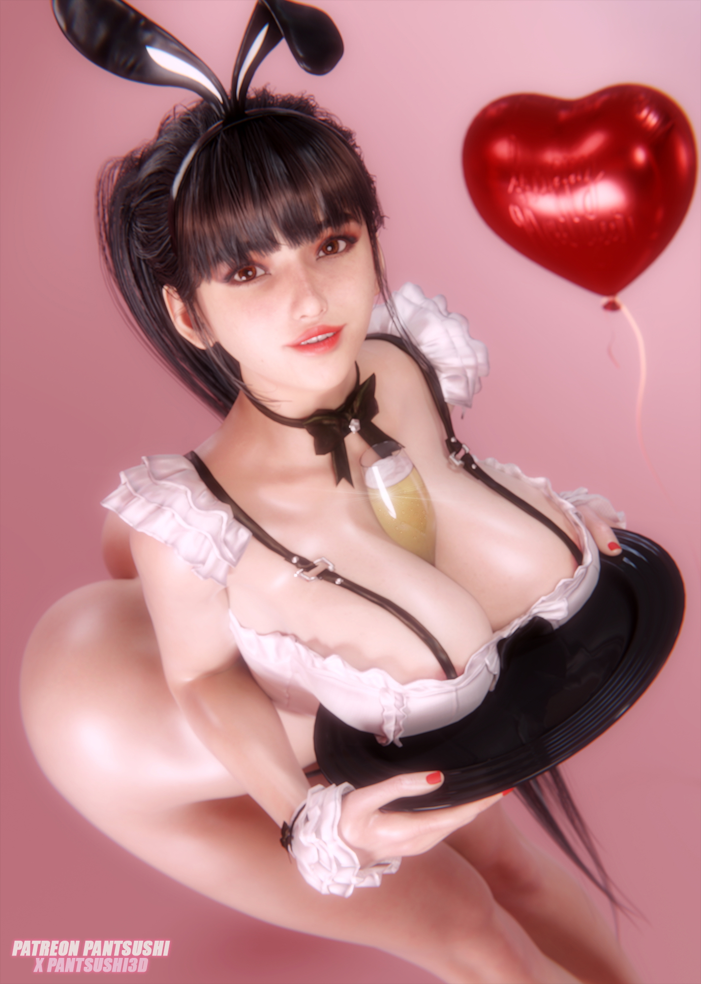 New Year s Eve with bunny Eve  3d Porn Pinup Sexy Ponytail Maid Maid Outfit Bunny Ears Bunny Suit Happy New Year Cleavage Big Tits Big boobs Pose Videogame Game Butt