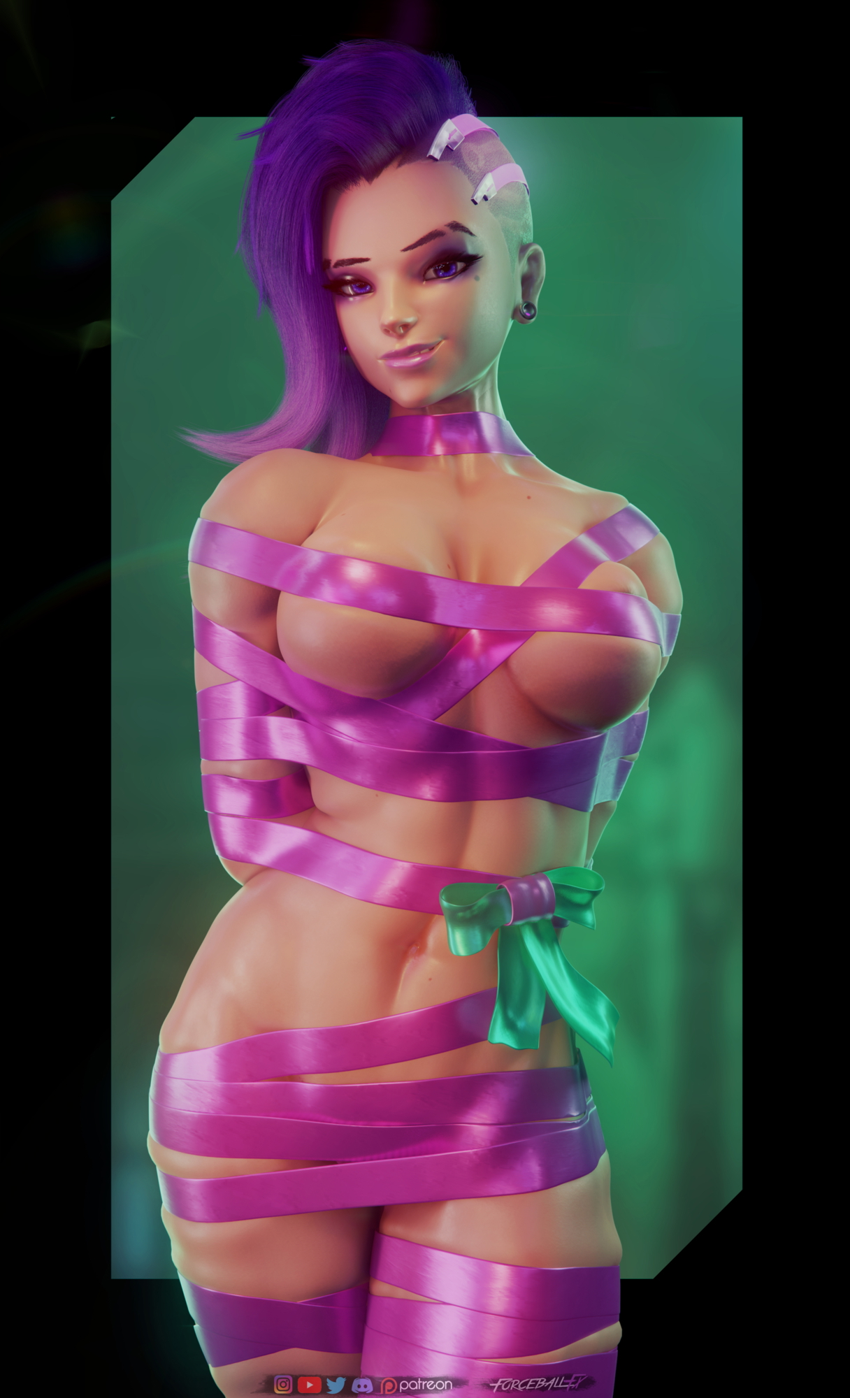 Sombra's Gift Overwatch Sombra 3d Porn Nude Naked Pink Nipples Natural Tits Natural Boobs Abs Christmas Pussy 2