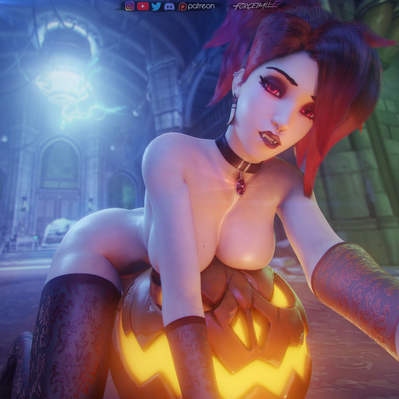 Pumpkin Carving Overwatch Mercy 3d Porn Nude Naked Natural Tits Natural Boobs Abs Halloween Pumpkin