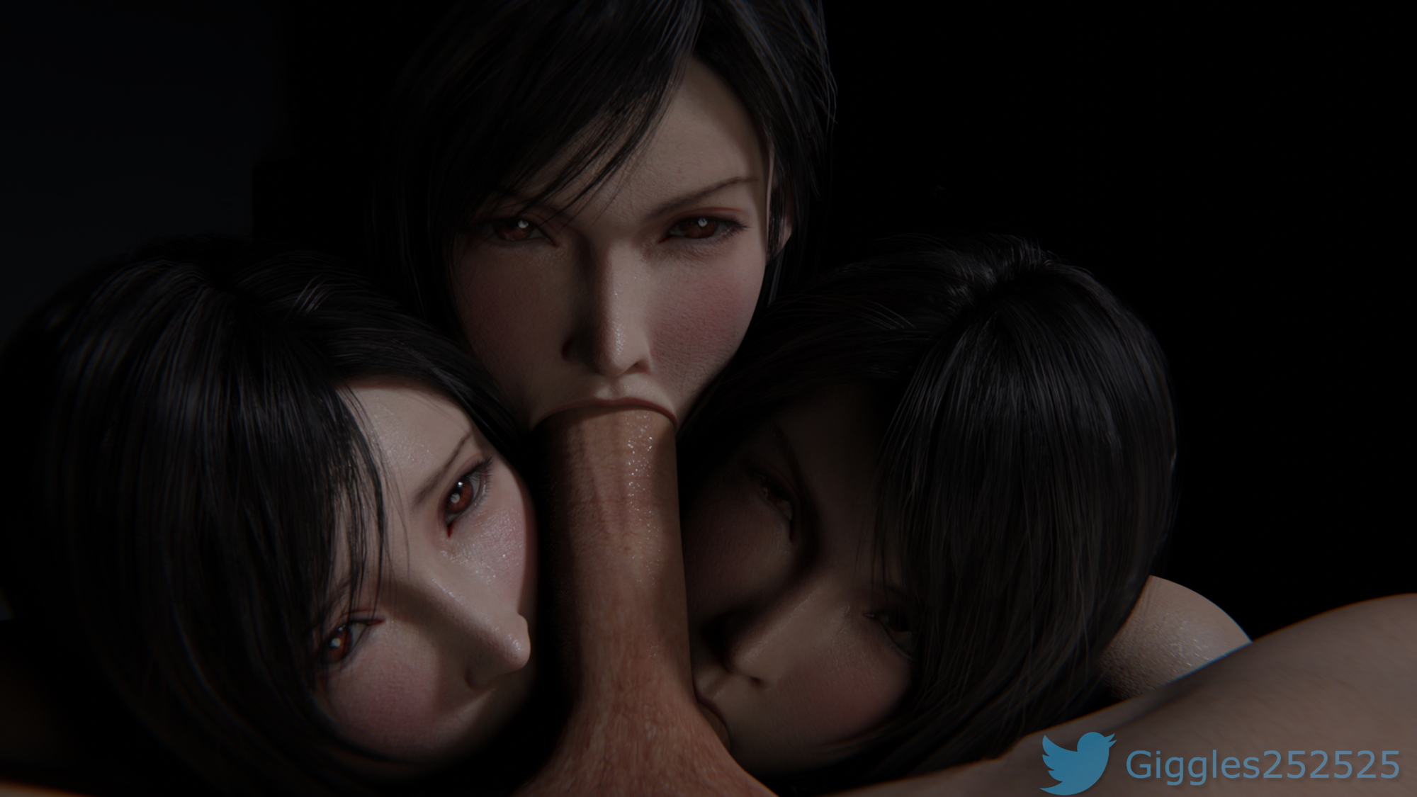 Triple Tifa BJ Tifa Lockhart Final Fantasy Final Fantasy 7 Final Fantasy 7 Remake Final Fantasy VII Blowjob Oral Oral Sex Clones