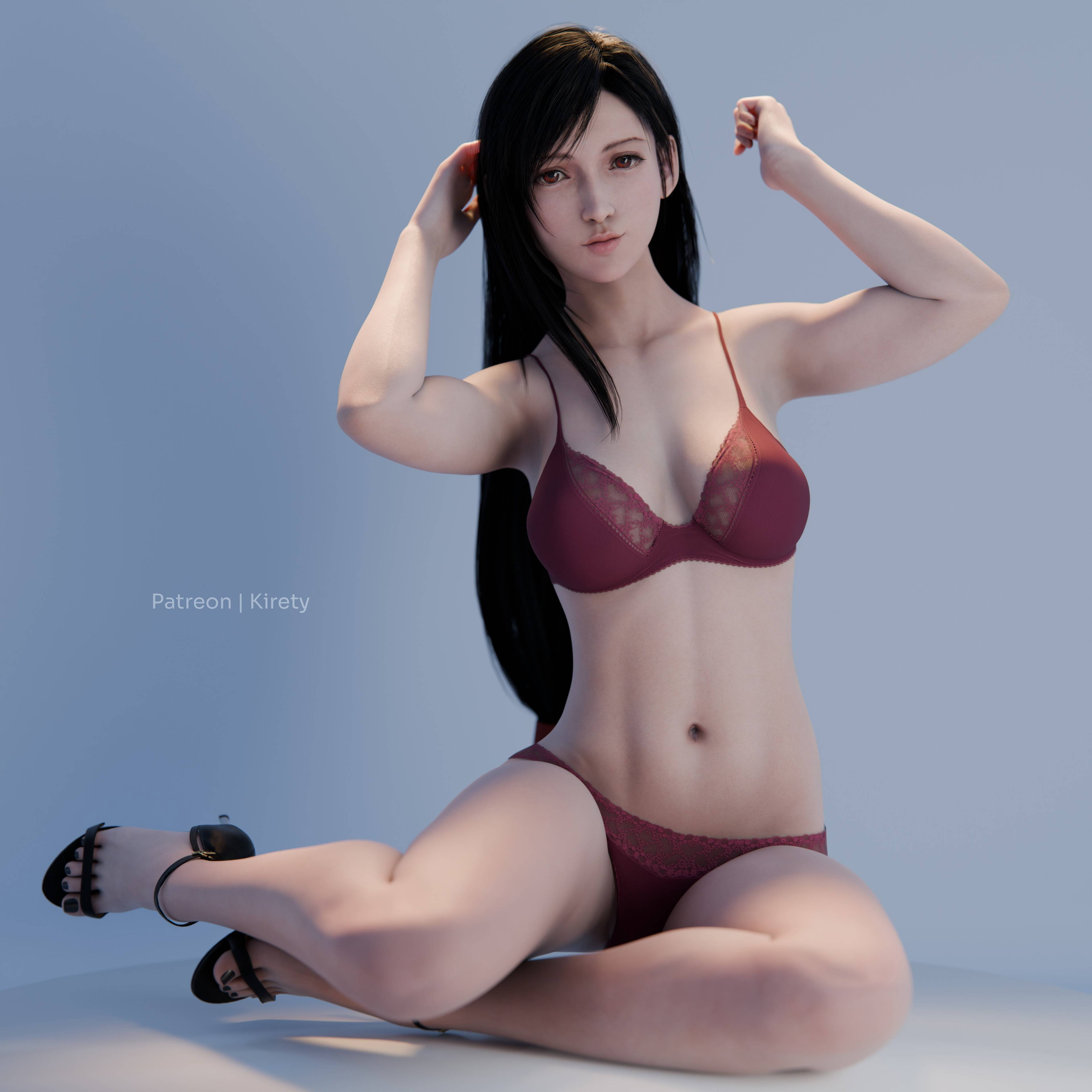 Tifa - Model lingerie Final Fantasy Final Fantasy 7 Remake Final Fantasy 7 Final Fantasy VII Tifa Lockhart Bra Big Tits Big boobs High Heels