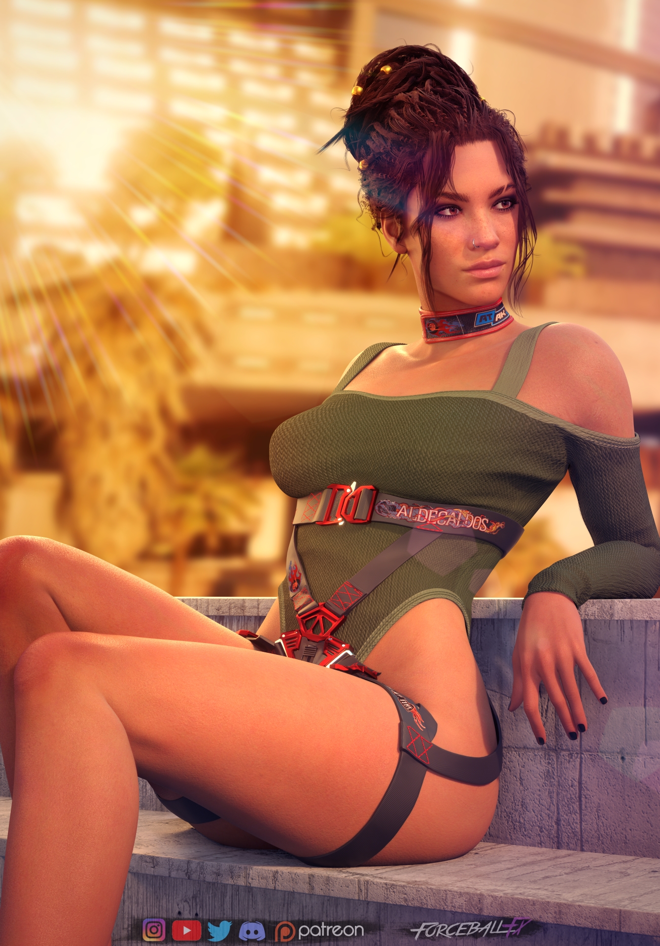 Panam in Pacifica Cyberpunk2077 Panam Palmer 3d Porn Nude Naked Natural Boobs Natural Tits Breasts Pink Nipples Nipple Piercing 3