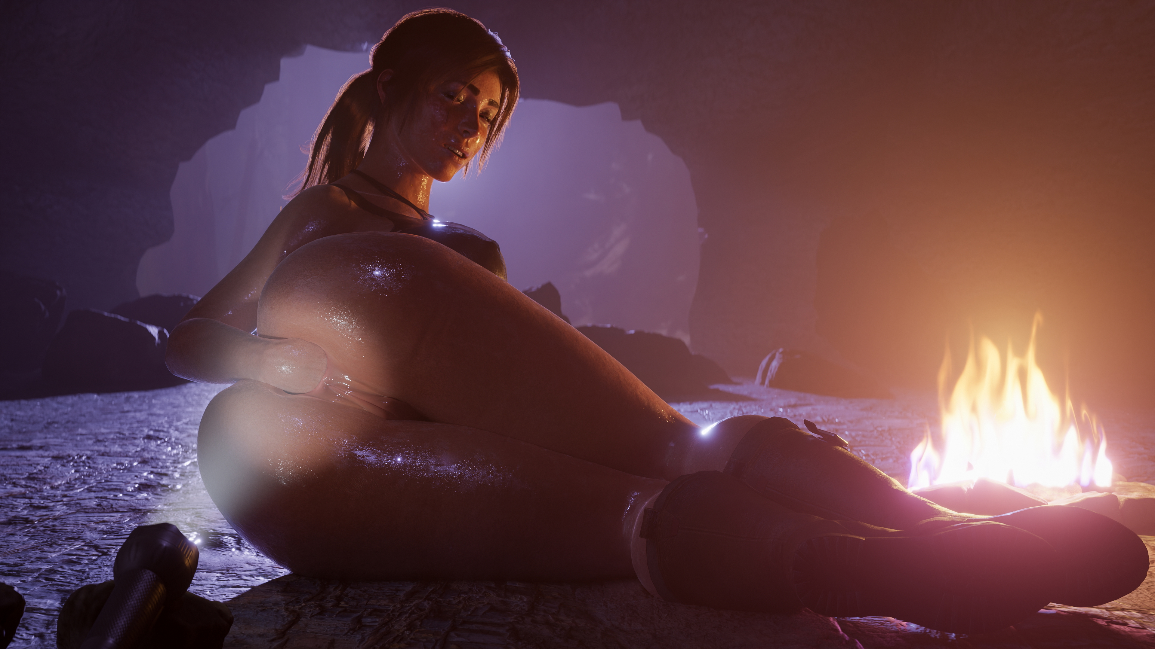 Lara hiding in a cave Lara Croft Tomb Raider Fisting Anal Fisting