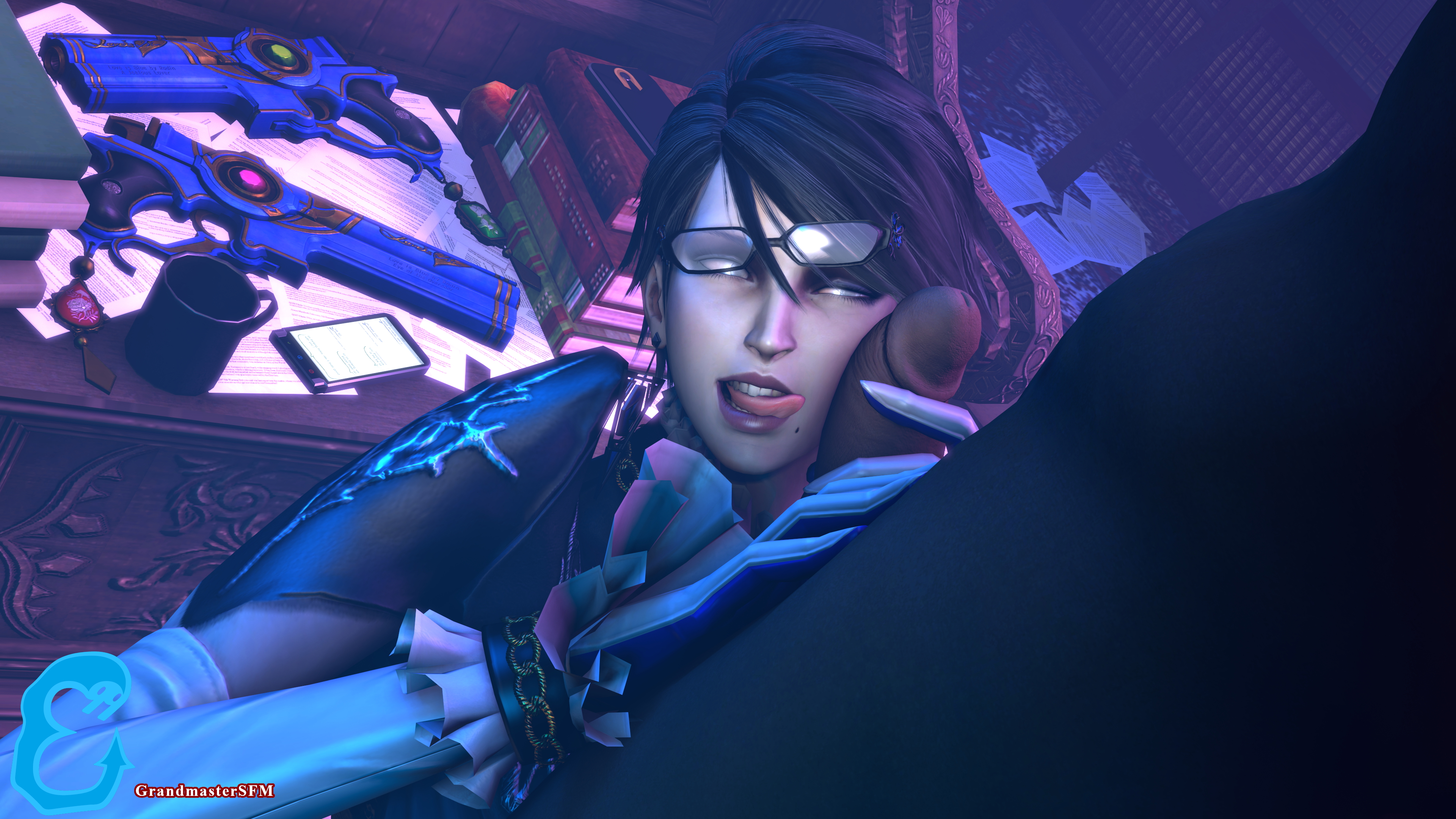 Amongst The Books Bayonetta Game Bayonetta Big Black Cock Source Filmmaker Sfm Interracial Bbc Black Cock Blacked Dark Skinned Male Glasses Handjob Cock In Hand 2