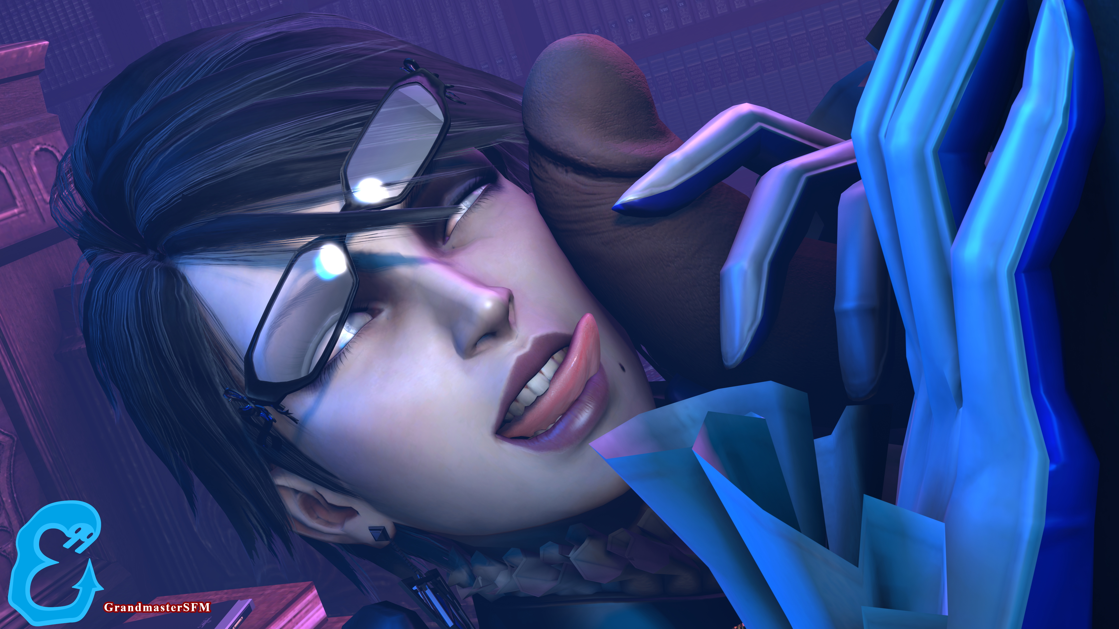 Amongst The Books Bayonetta Game Bayonetta Big Black Cock Source Filmmaker Sfm Interracial Bbc Black Cock Blacked Dark Skinned Male Glasses Handjob Cock In Hand 6