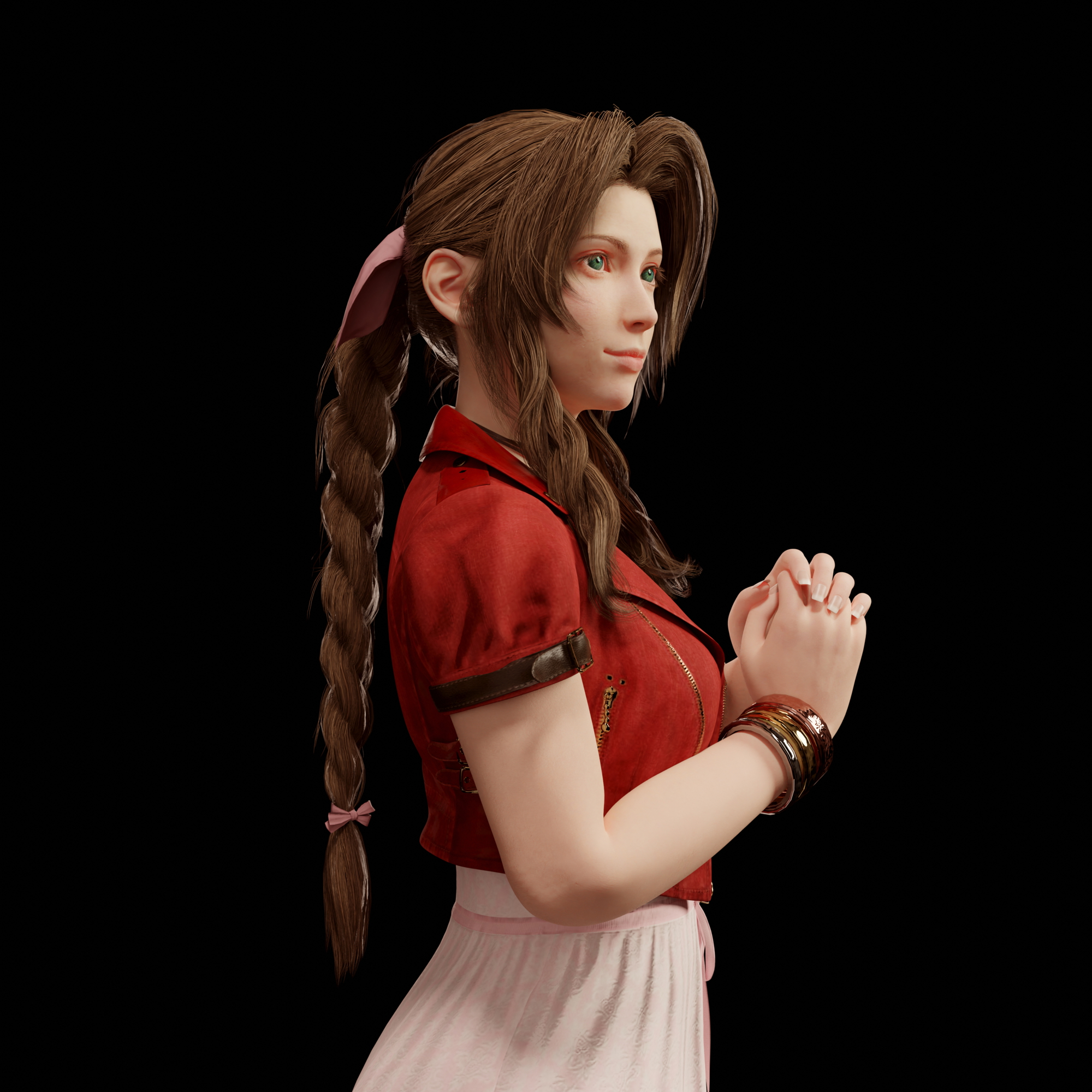Cute Aerith Final Fantasy 7 Aerith Gainsborough 3d Porn Nude Big Tits Natural Boobs Pink Nipples Ponytail 2