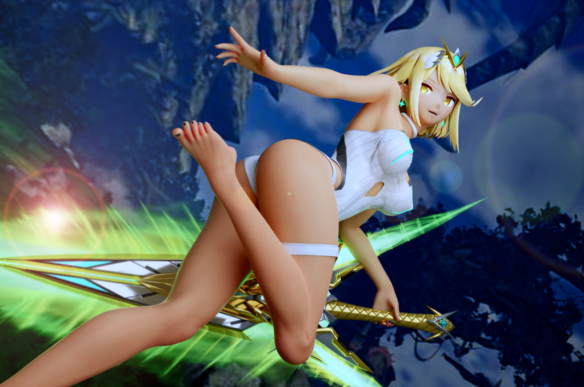 Mythra by Maiden Mythra 3d Porn Feet Sexy Weapon Sword