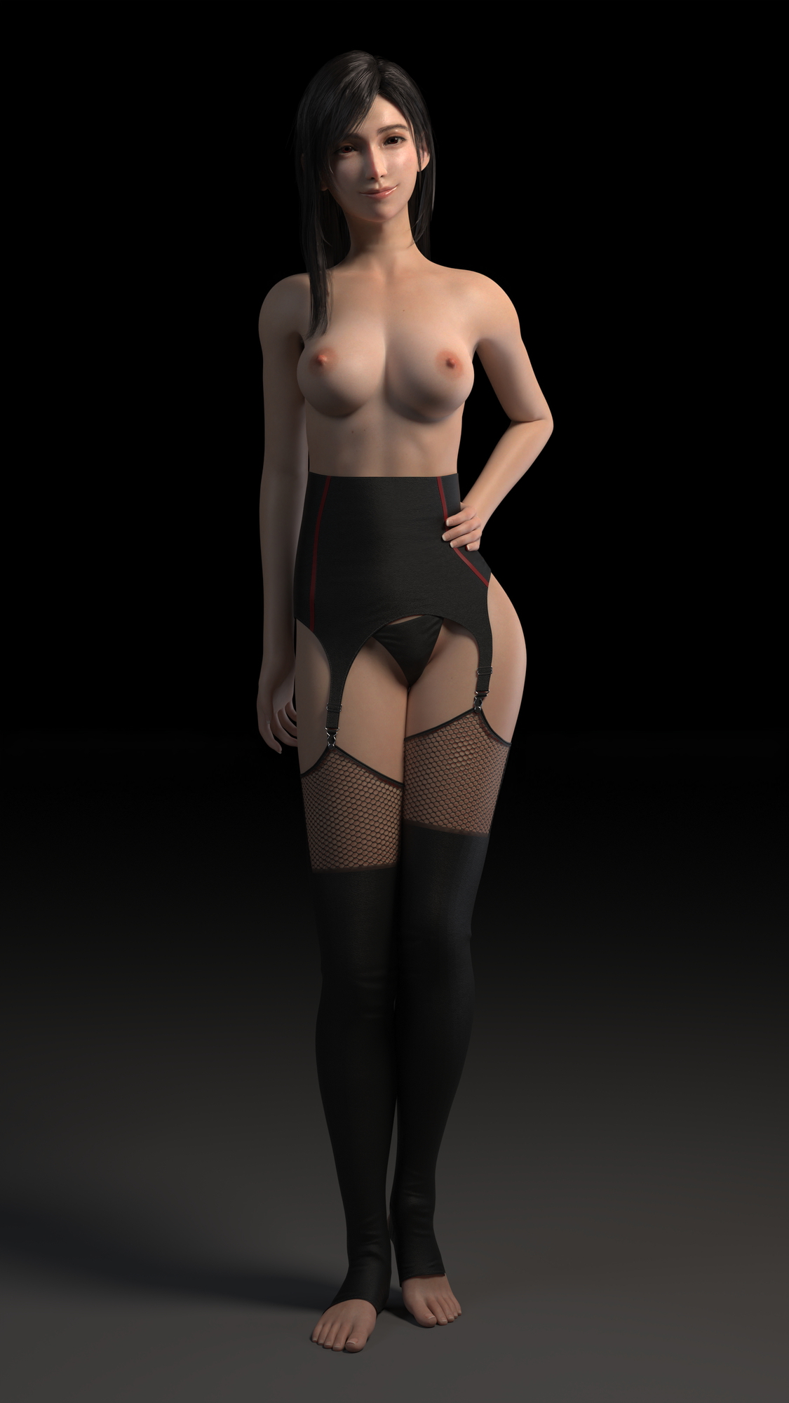 Tifa's outfit Tifa Lockhart Final Fantasy 3d Porn Natural Tits Abs Naked Nude Sexy Pink Nipples Lingerie 3