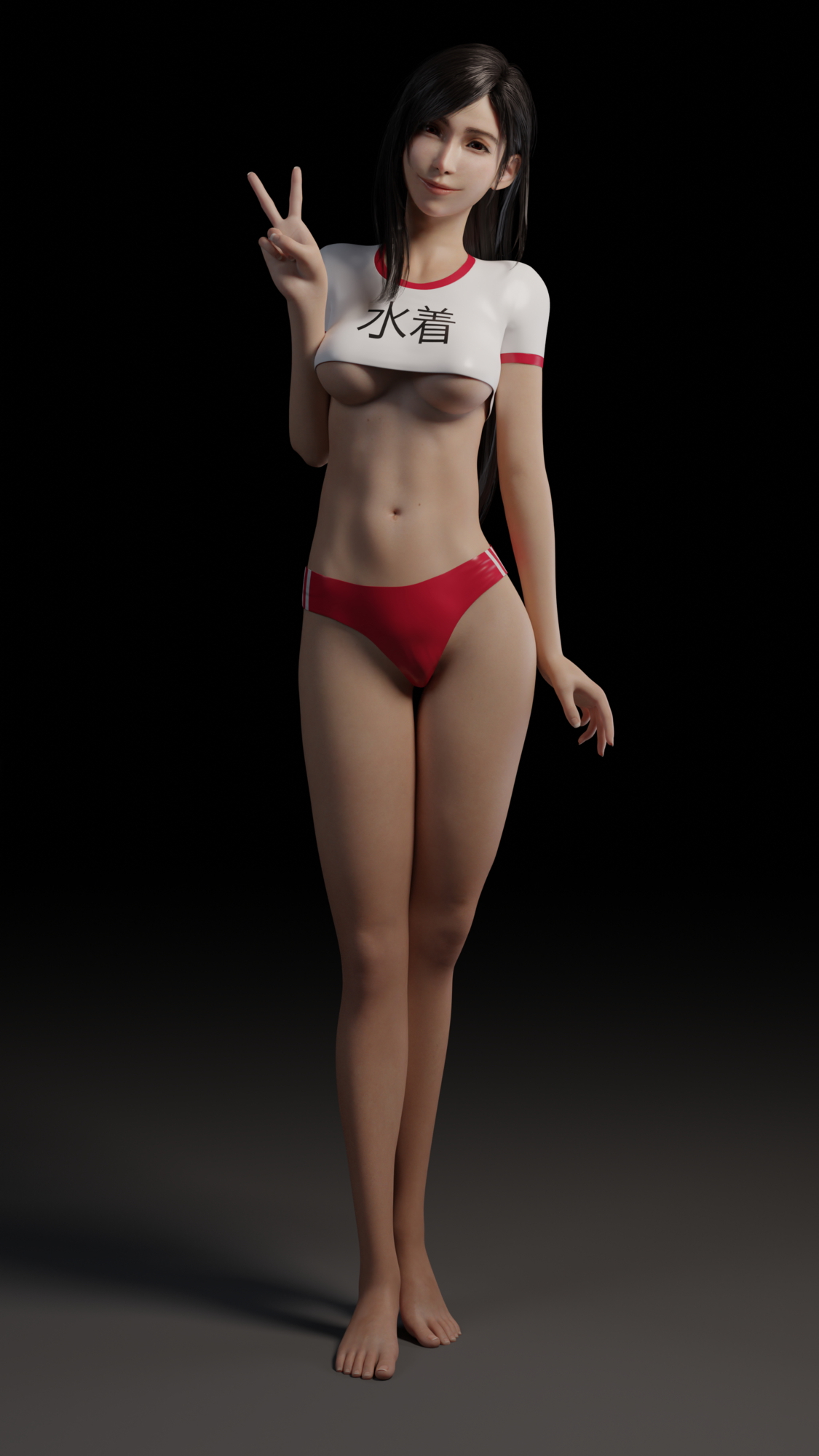 Tifa's outfit Tifa Lockhart Final Fantasy 3d Porn Natural Tits Abs Naked Nude Sexy Pink Nipples Lingerie 4