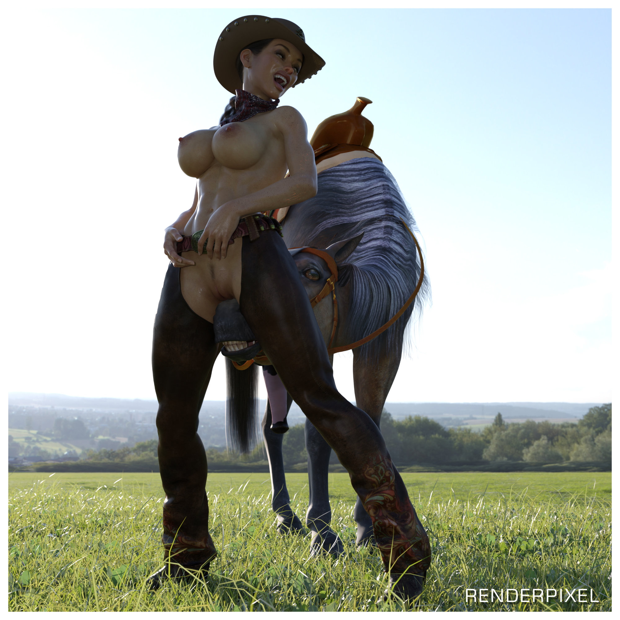 Cowgirl  Horse Horsecock Cowgirl Outdoor 2