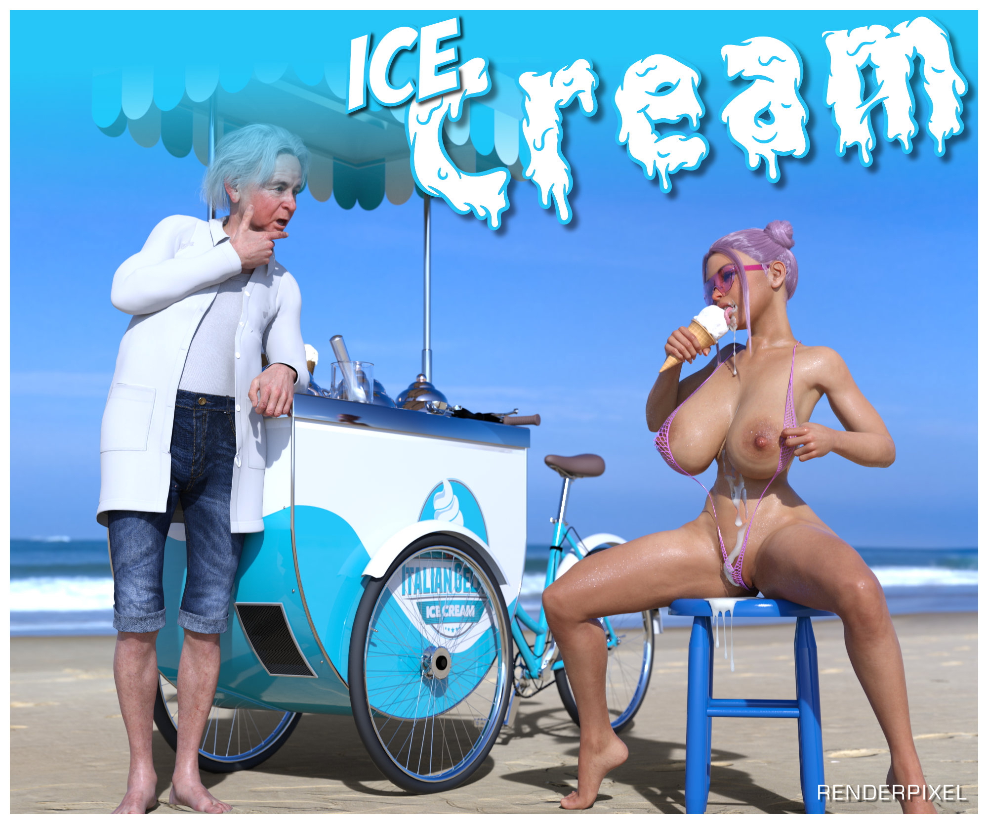 Ice Cream  Beach Big Tits Big boobs 3d Porn Handjob Blowjob Rimming Titfuck Licking Pussy Fisting Doggy Style Cumshot
