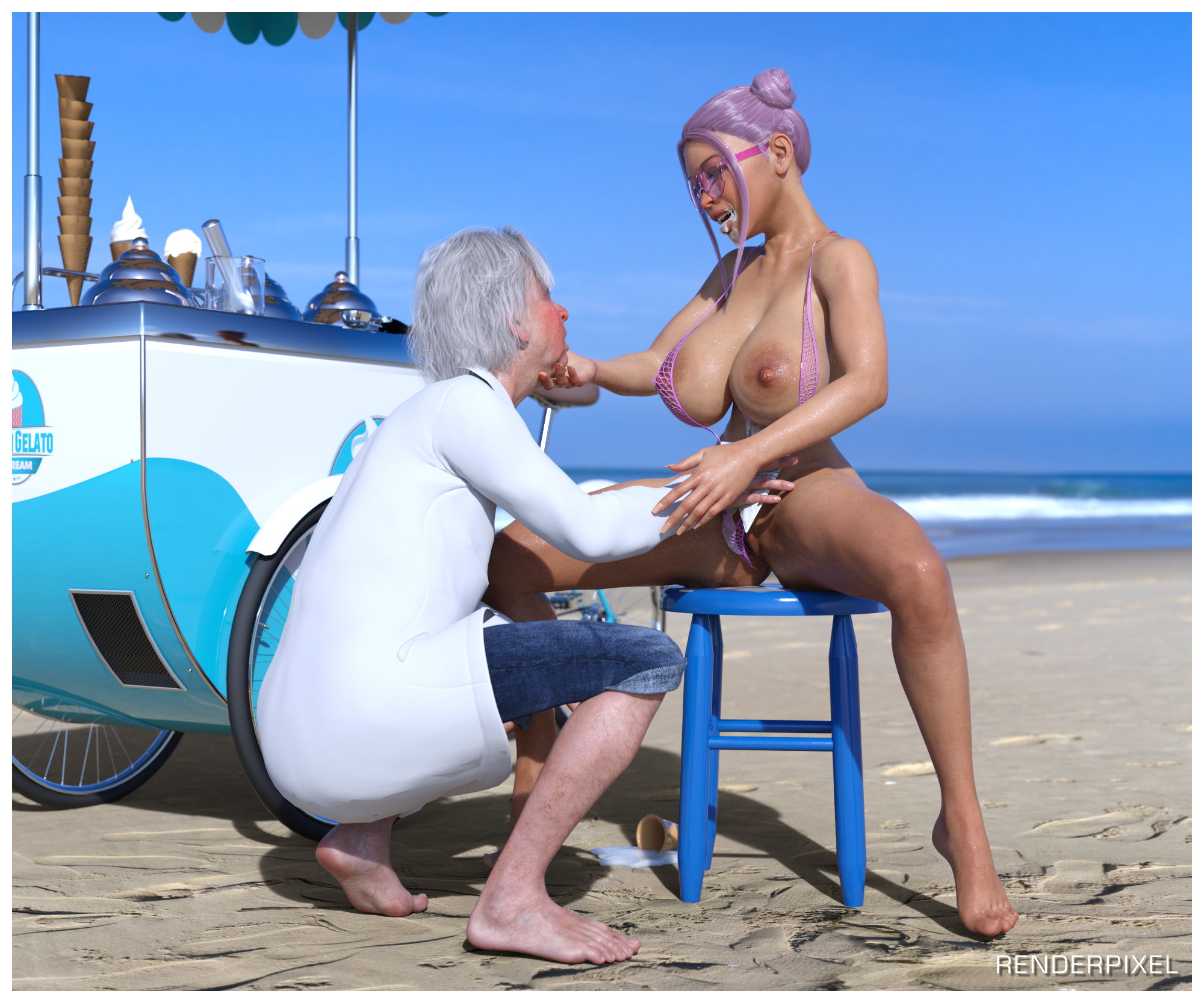 Ice Cream  Beach Big Tits Big boobs 3d Porn Handjob Blowjob Rimming Titfuck Licking Pussy Fisting Doggy Style Cumshot 3
