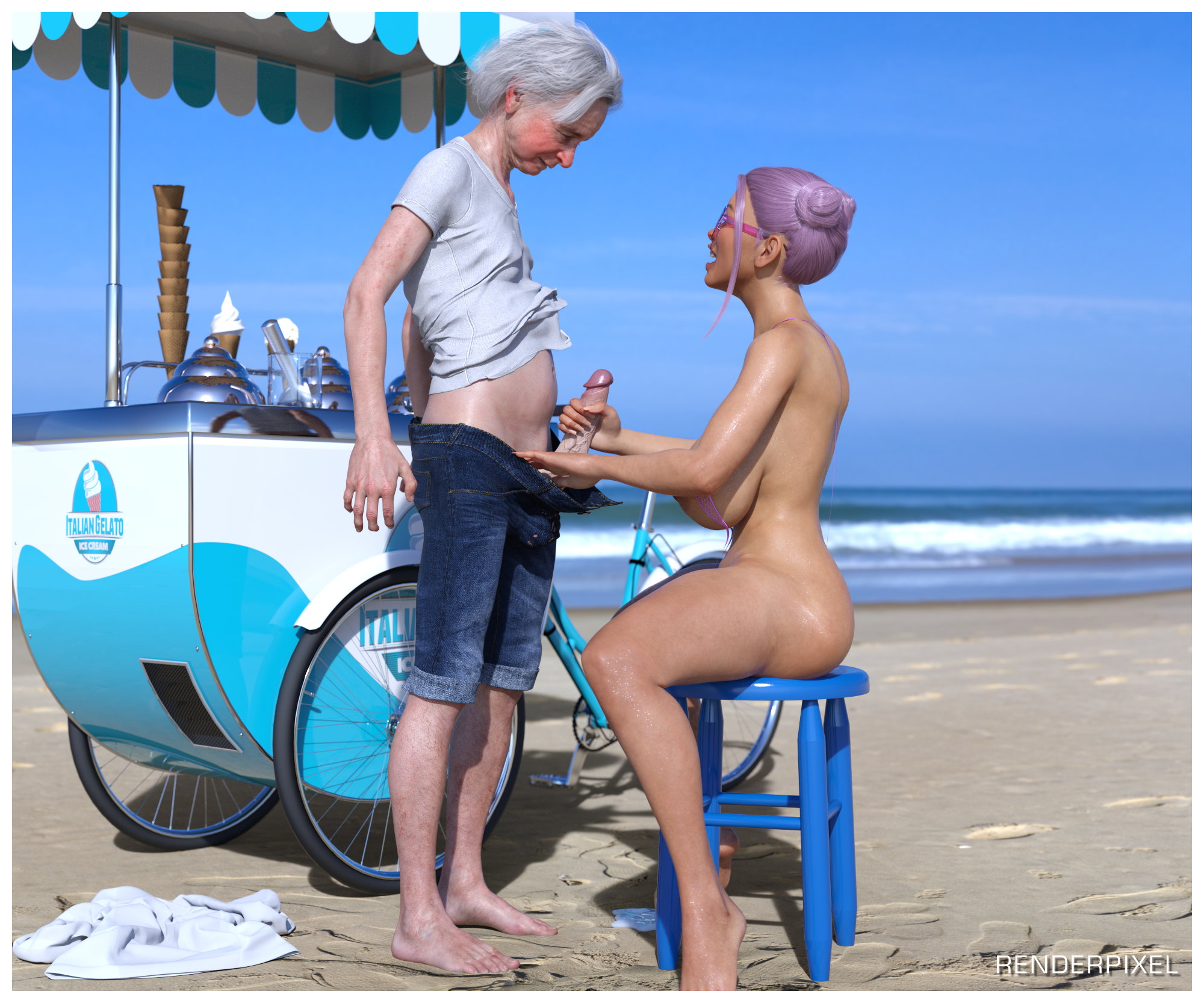 Ice Cream  Beach Big Tits Big boobs 3d Porn Handjob Blowjob Rimming Titfuck Licking Pussy Fisting Doggy Style Cumshot 4