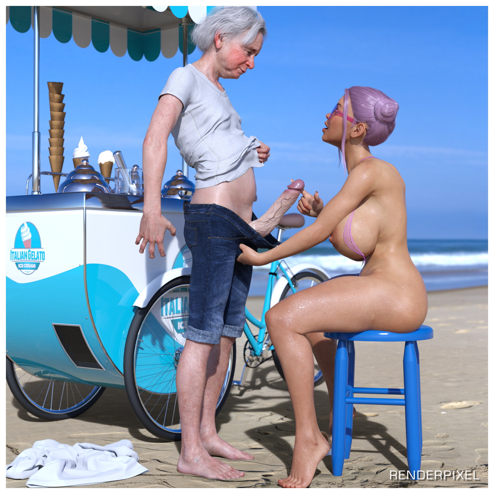 Ice Cream  Beach Big Tits Big boobs 3d Porn Handjob Blowjob Rimming Titfuck Licking Pussy Fisting Doggy Style Cumshot 6