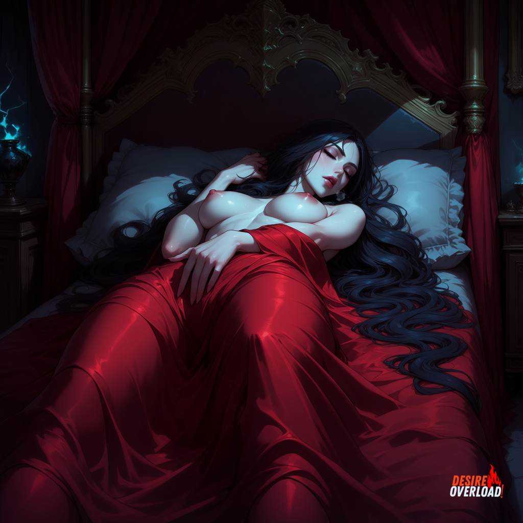 Moonlight Solitude by Desire Overload  Masturbating Solo Masturbating Breasts Original Character