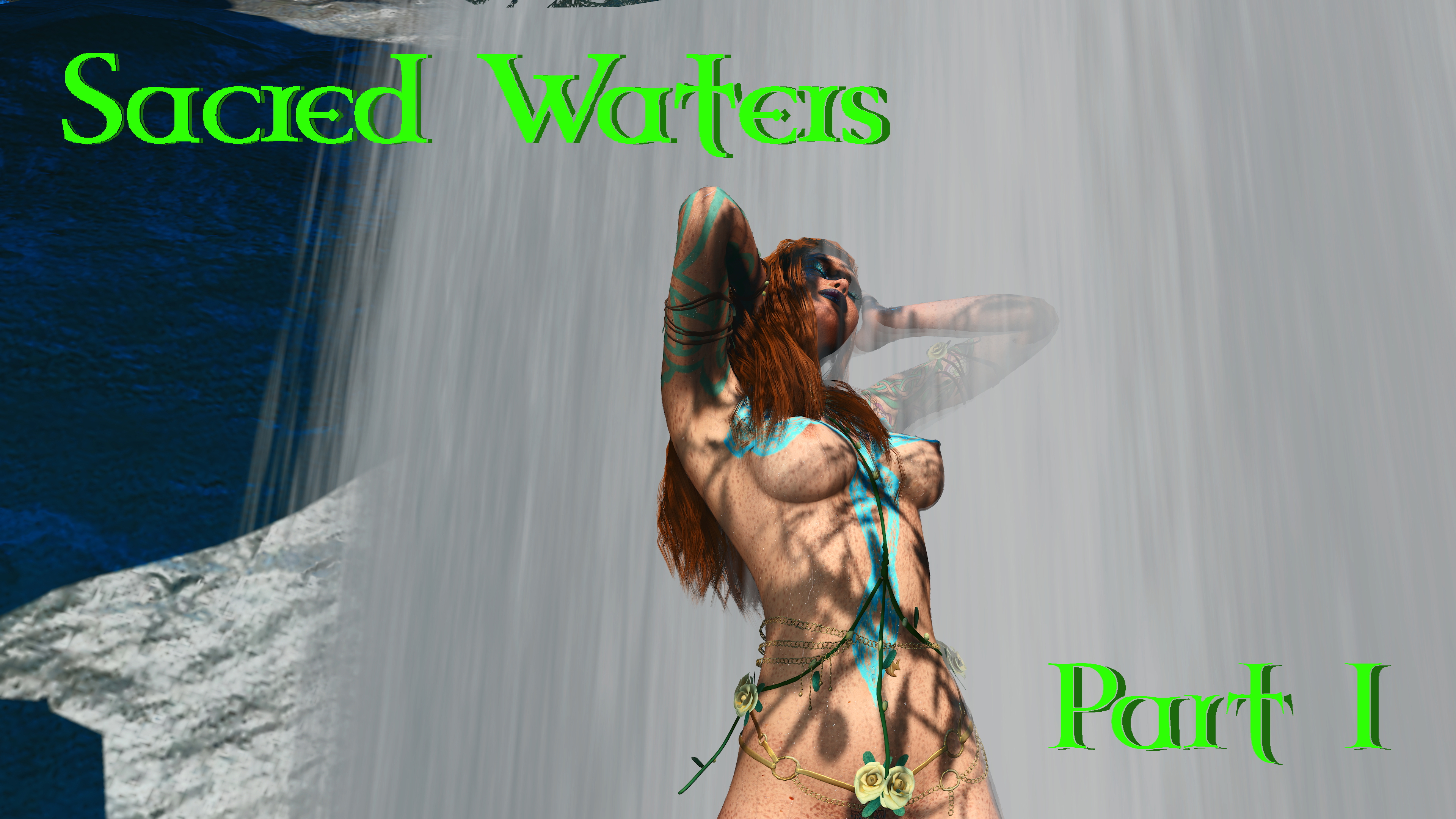 Sacred Waters Pt. 1  Red head Elf Nymph Waterfall Outdoors Outdoor Sex Big Dick Freckles Seduction Creampie Viking Licking Cock 8