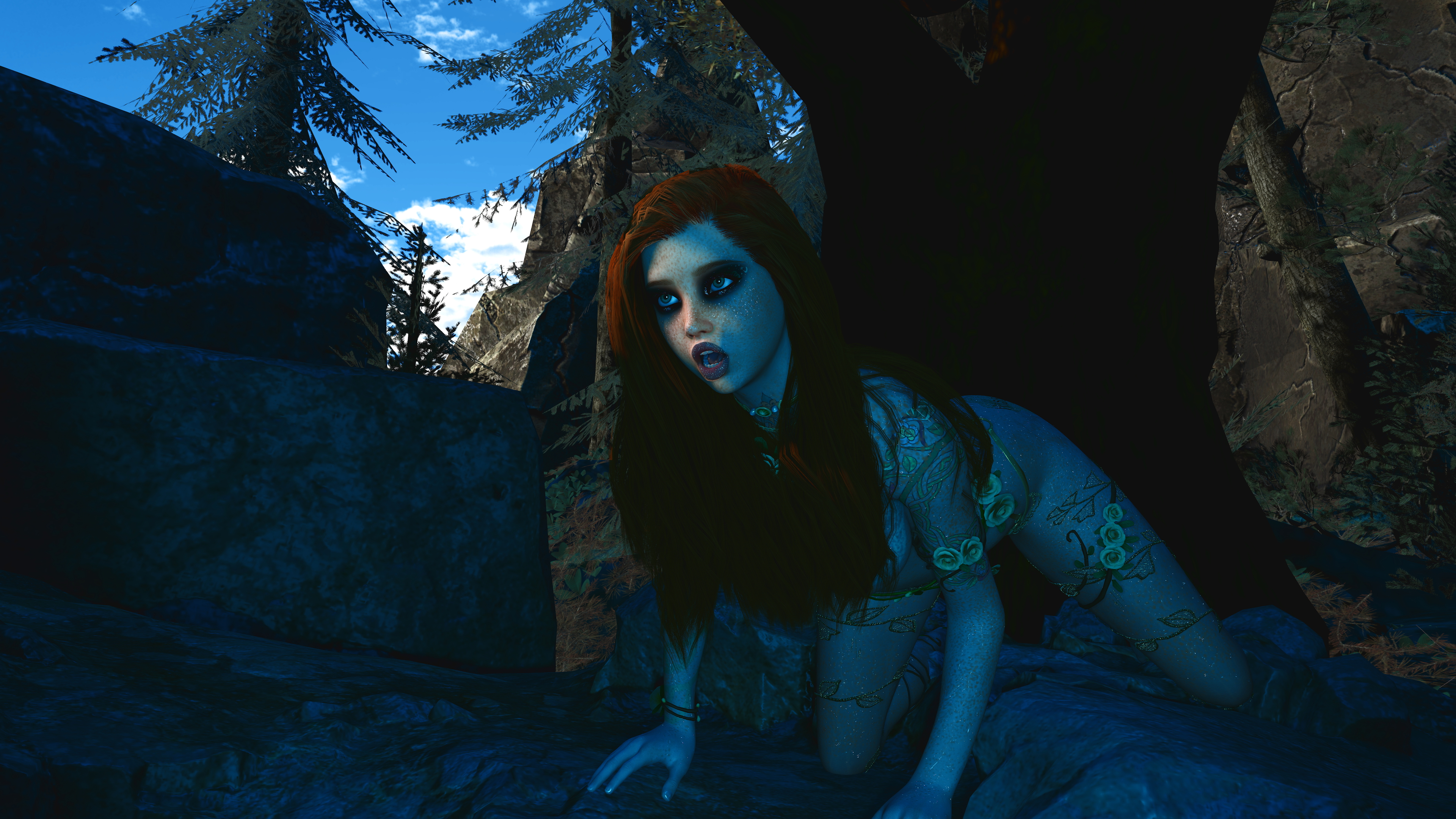 Sacred Waters Pt. 1  Red head Elf Nymph Waterfall Outdoors Outdoor Sex Big Dick Freckles Seduction Creampie Viking Licking Cock 20