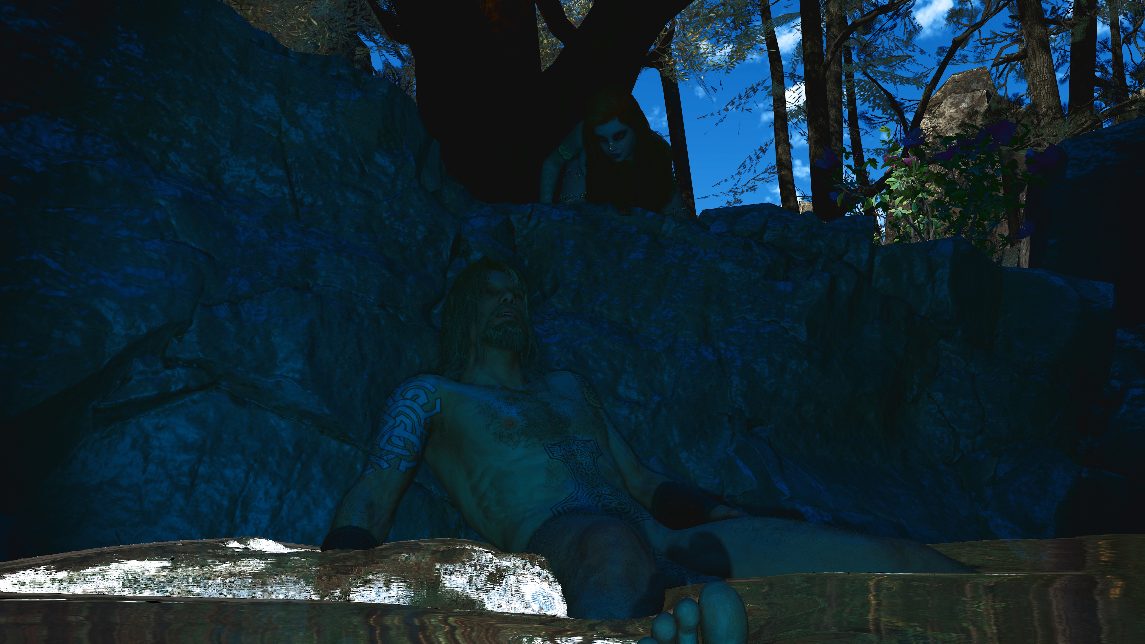 Sacred Waters Pt. 1  Red head Elf Nymph Waterfall Outdoors Outdoor Sex Big Dick Freckles Seduction Creampie Viking Licking Cock 23