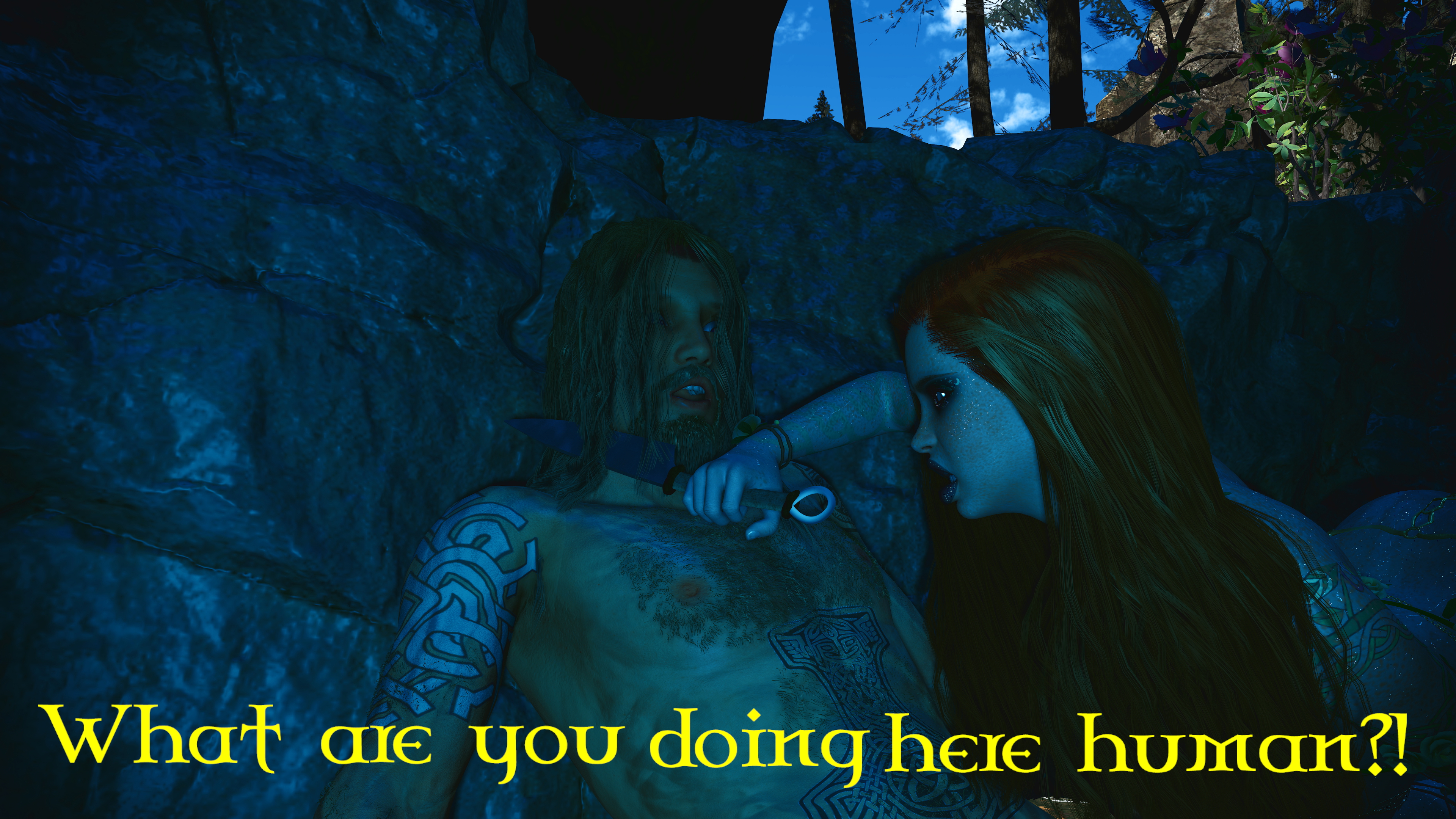 Sacred Waters Pt. 1  Red head Elf Nymph Waterfall Outdoors Outdoor Sex Big Dick Freckles Seduction Creampie Viking Licking Cock 25