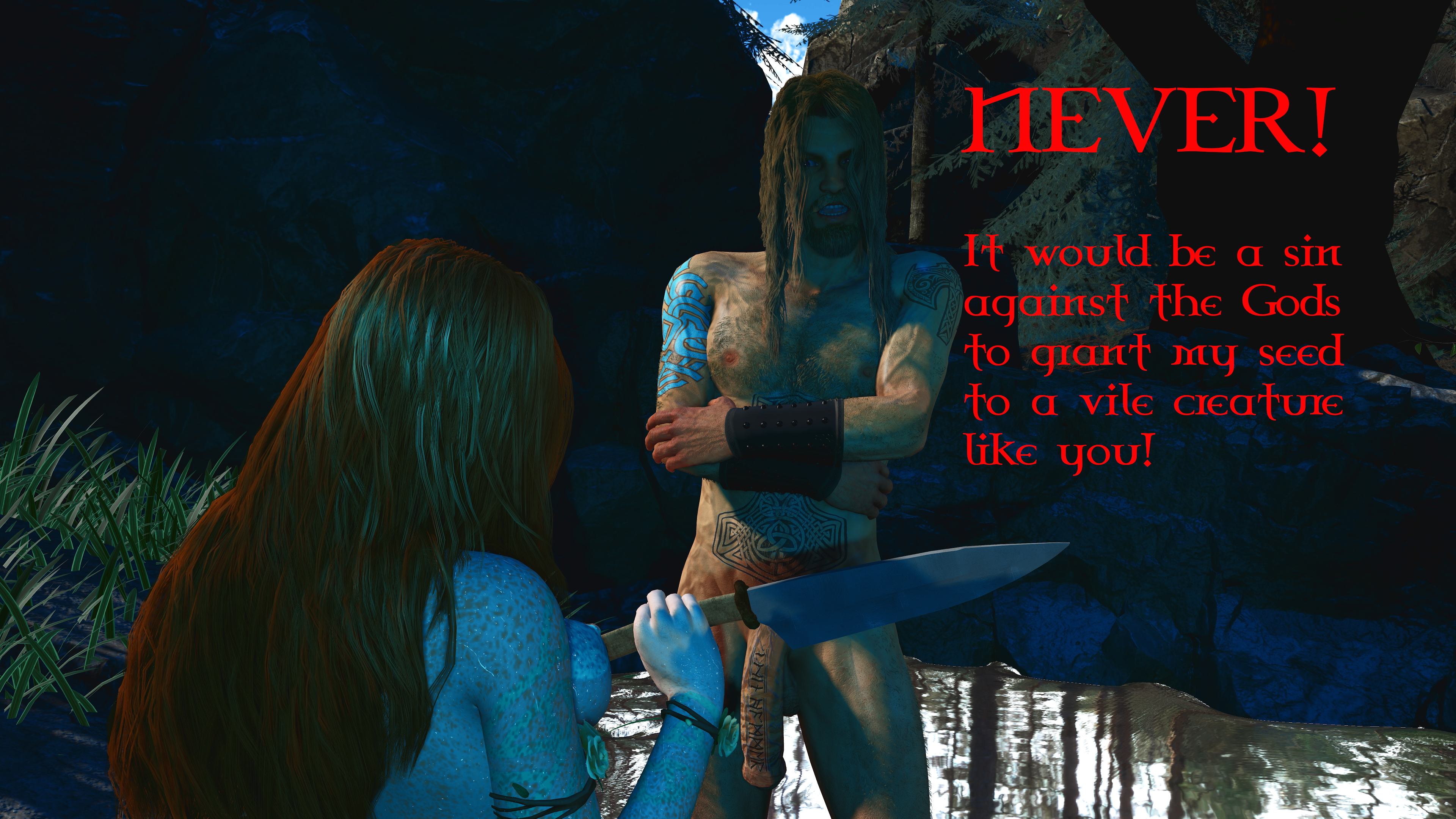 Sacred Waters Pt. 1  Red head Elf Nymph Waterfall Outdoors Outdoor Sex Big Dick Freckles Seduction Creampie Viking Licking Cock 31