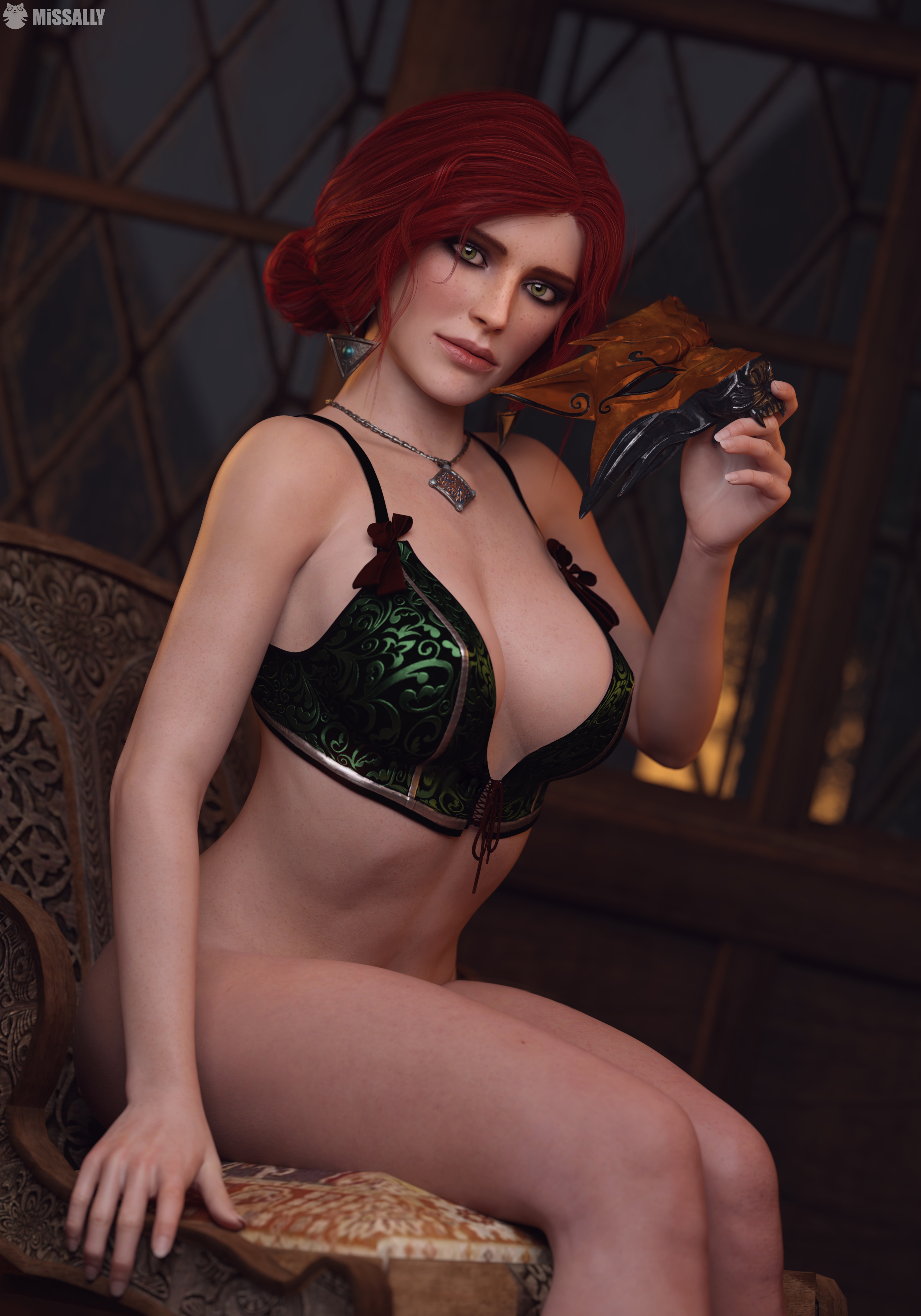 Triss Merigold  The Witcher Triss Merigold The Witcher 3 Red Hair Big boobs