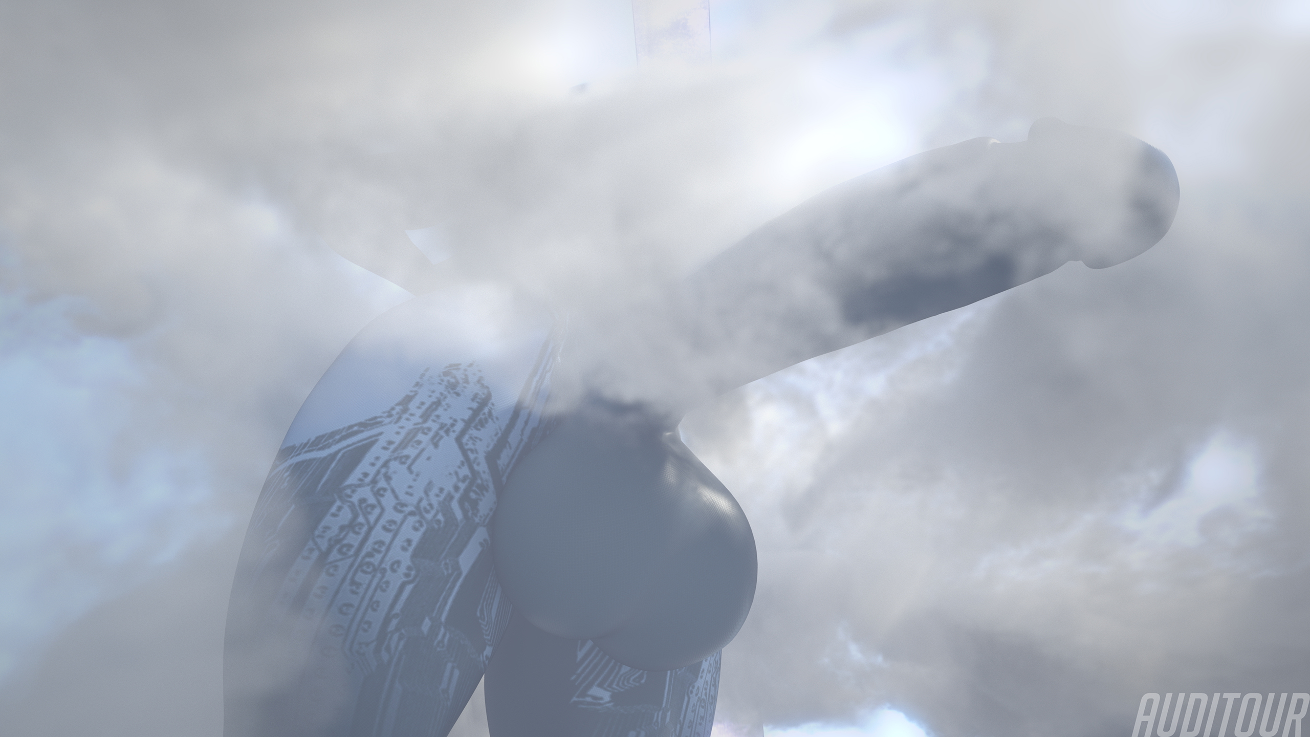 Cortana In The Clouds Cortana Halo Futanari Muscles Abs Tall Giantess Solo Outdoors